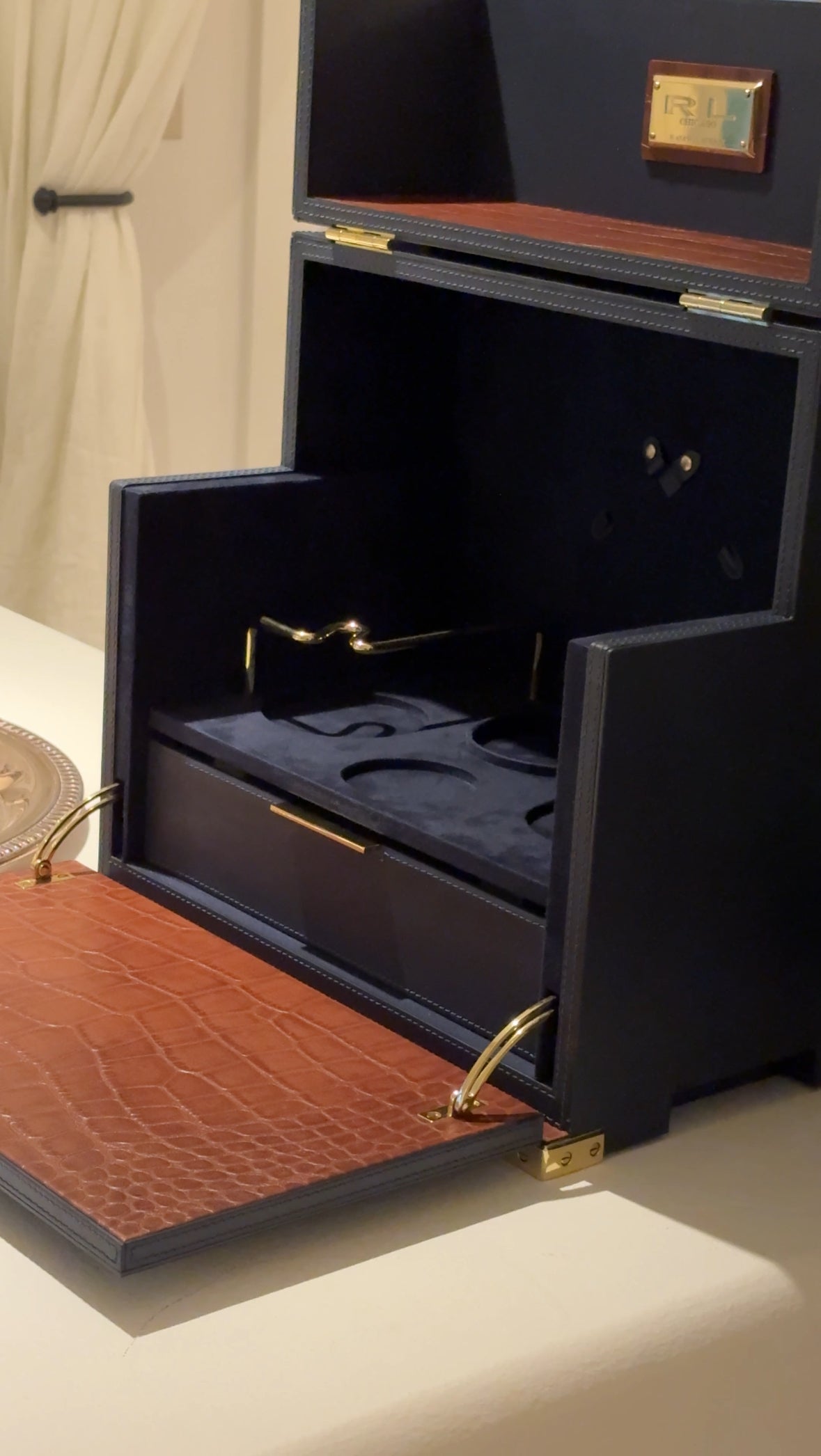 Ralph Lauren Parker Leather Cocktail Mixologist Bar Box | Collectors Gene Vintage Finds