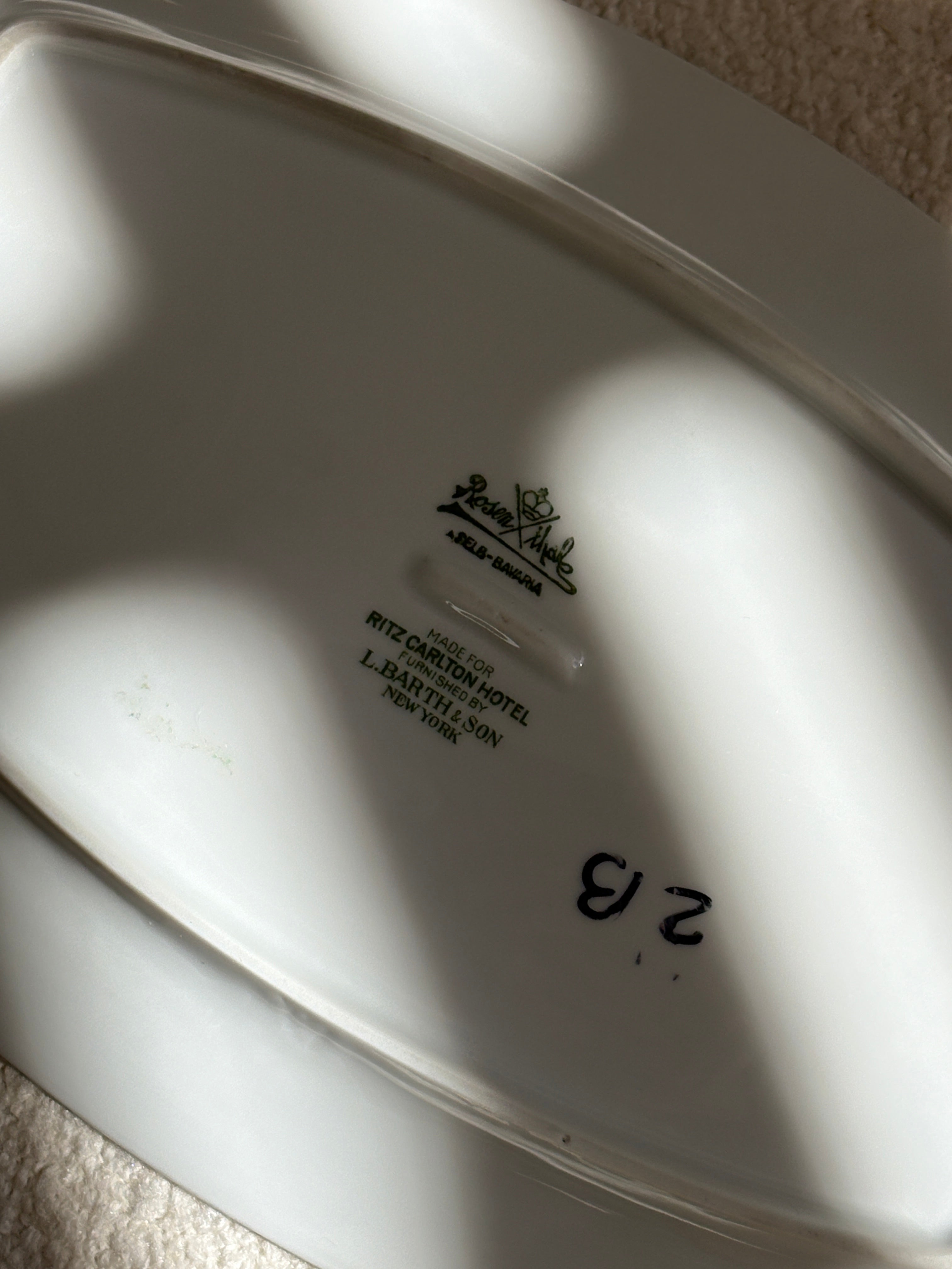 Ritz Carlton Hotel Porcelain Serving Platter by Rosenthal – Furnished by L. Barth & Son | Collectors Gene