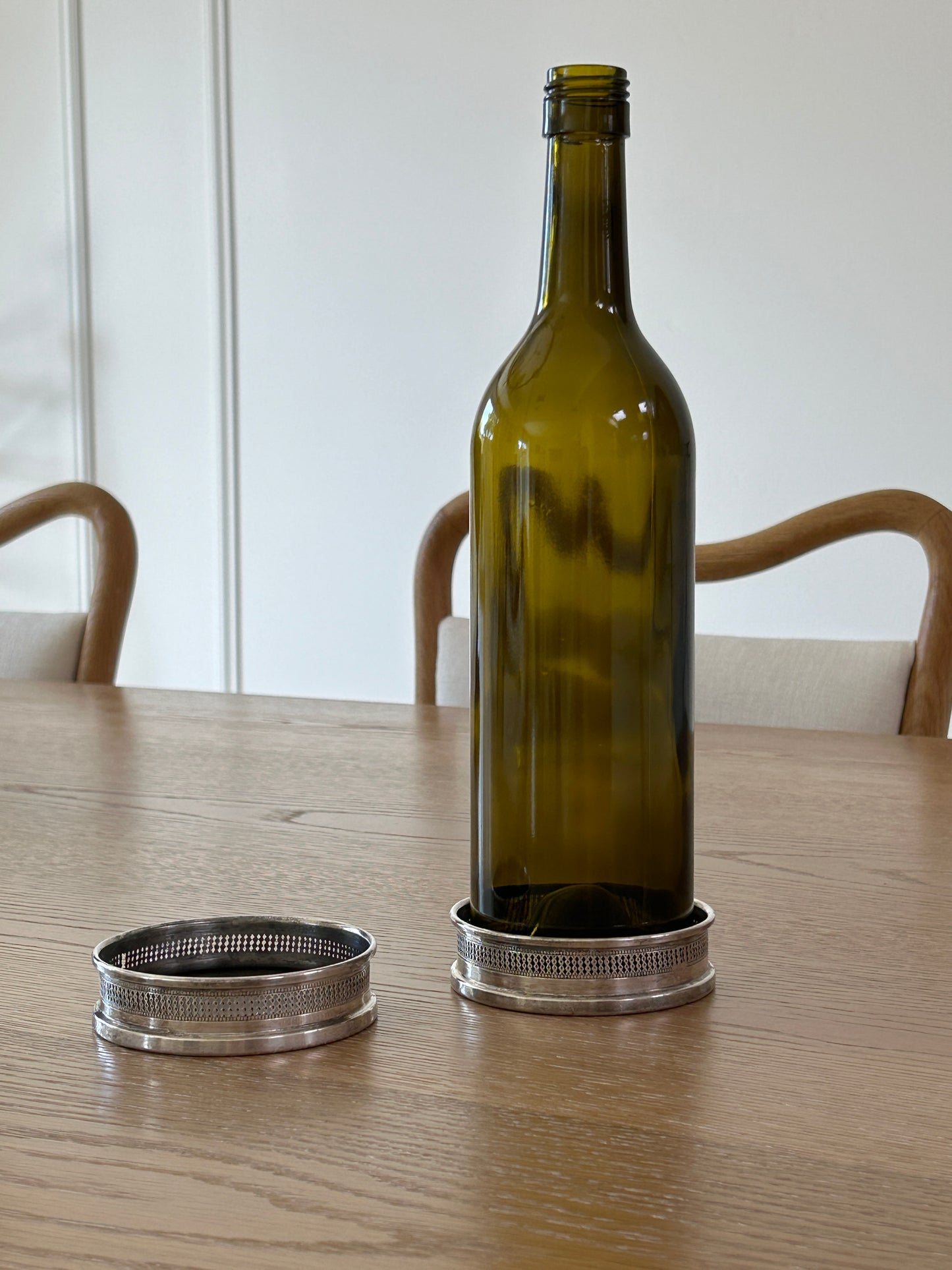 Silver-Plated Bottle Coaster Pair | Collectors Gene Vintage Finds