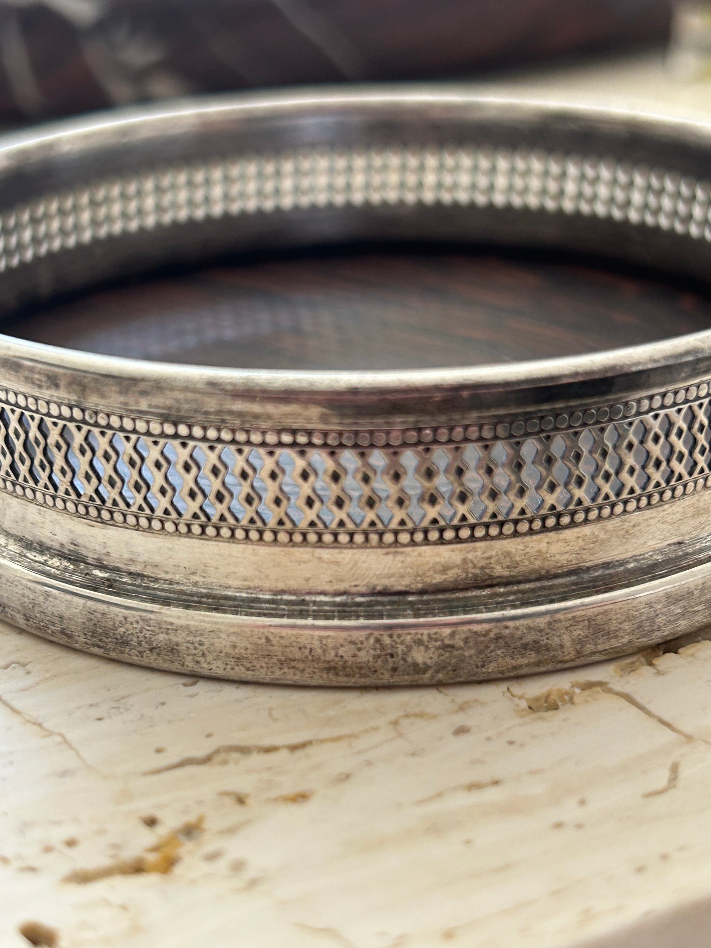 Silver-Plated Bottle Coaster Pair | Collectors Gene Vintage Finds