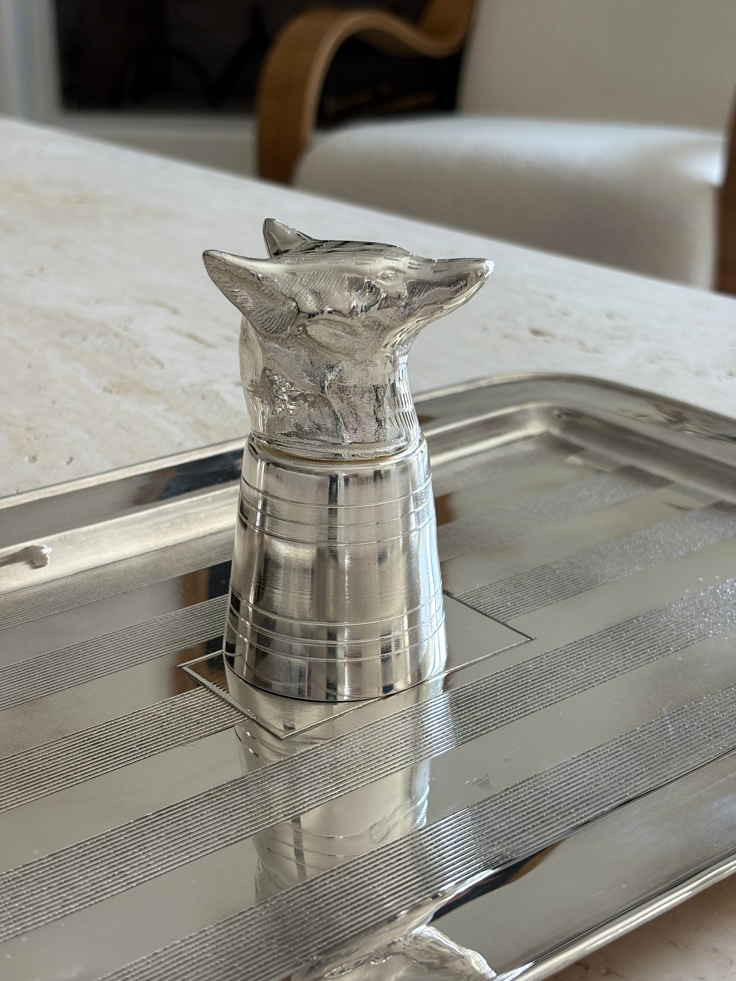 Silver-Plated Brass Fox Stirrup Cup | Collectors Gene Vintage Finds