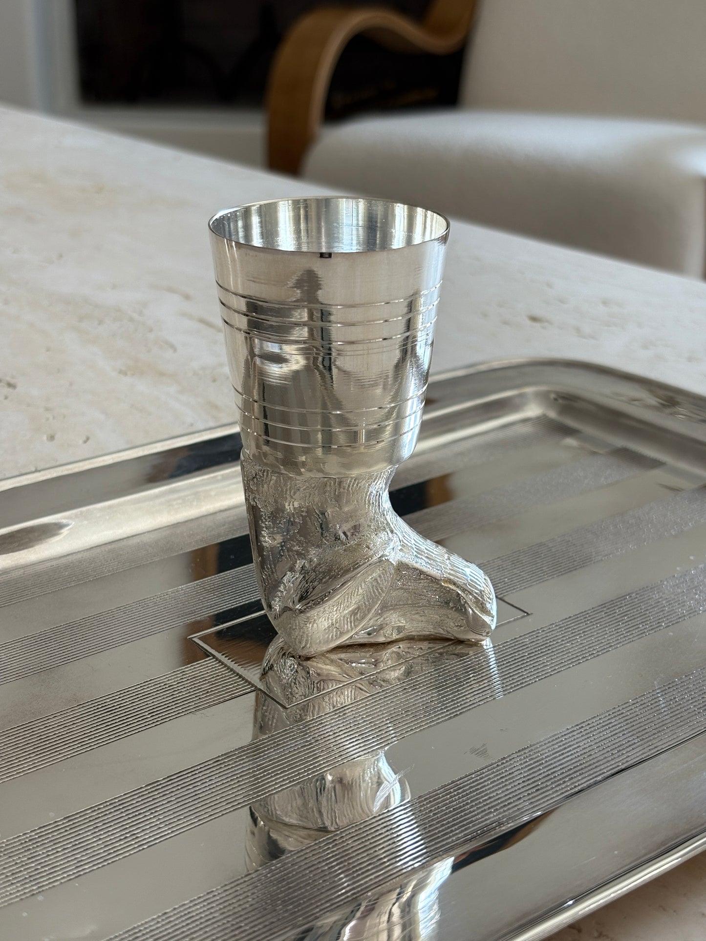 Silver-Plated Brass Hound Stirrup Cup | Collectors Gene Vintage Finds