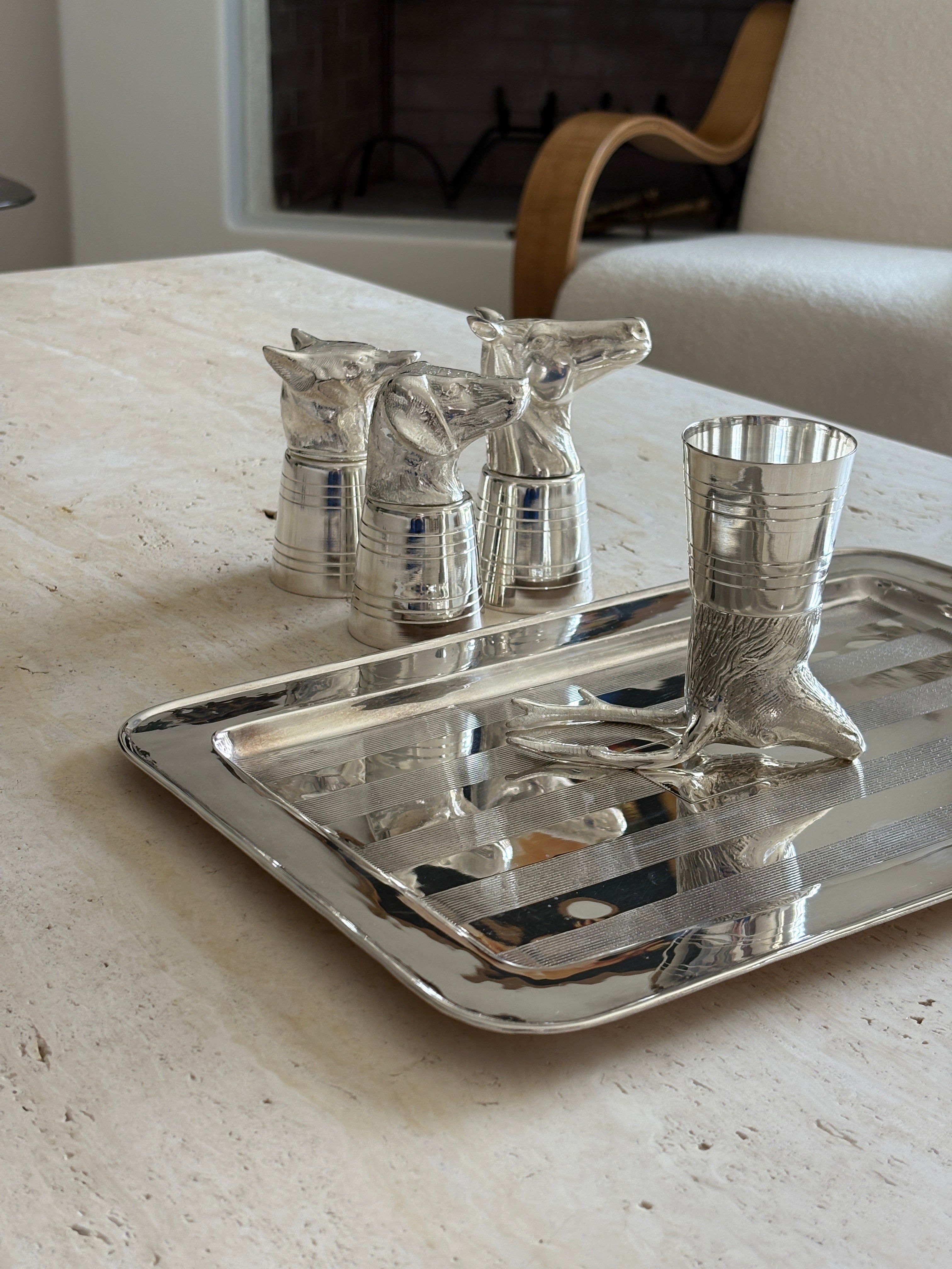 Silver-Plated Brass Hound Stirrup Cup | Collectors Gene Vintage Finds