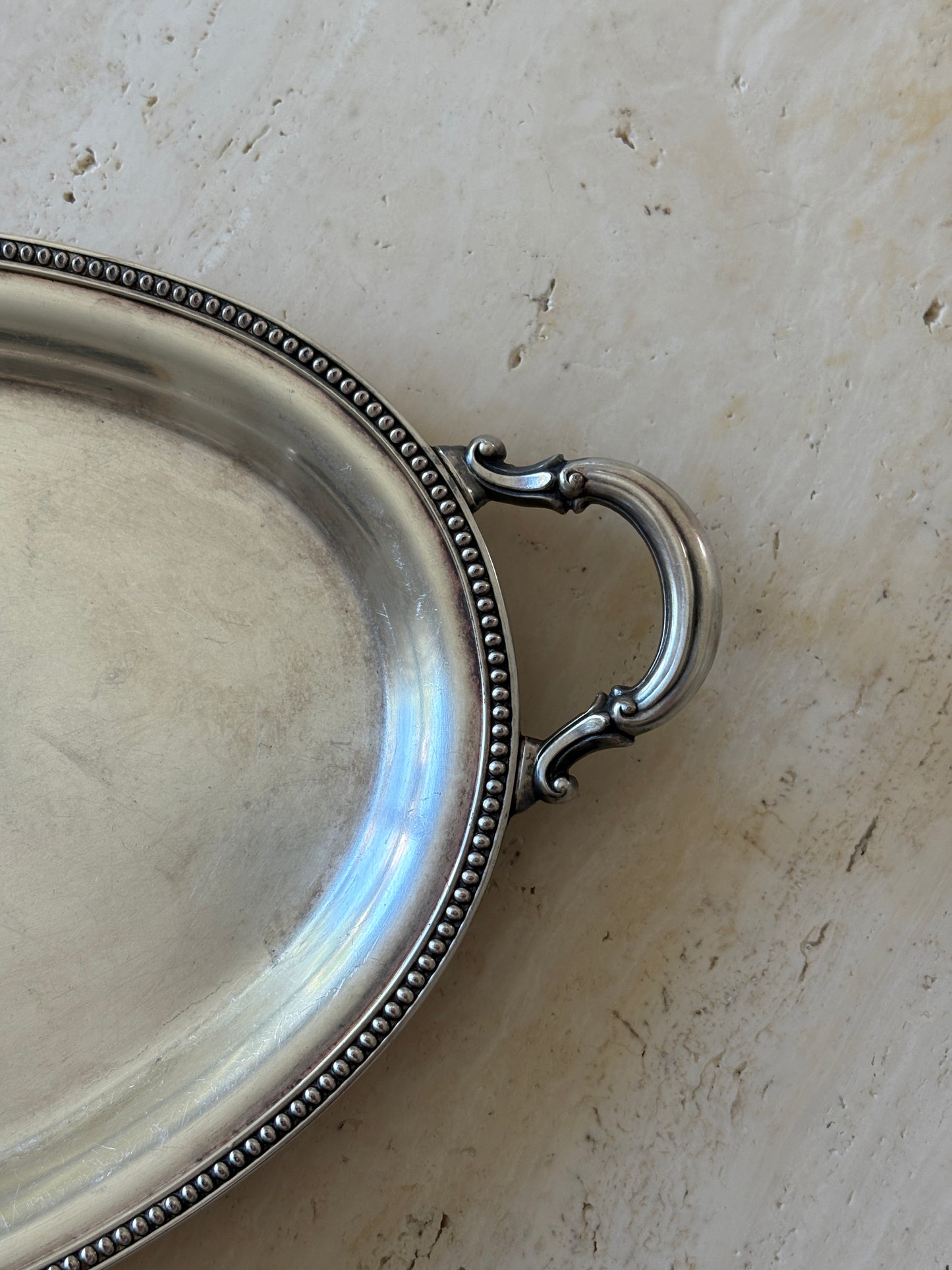 Silver-Plated Tray with Decorative Handles | Collectors Gene Vintage Shop