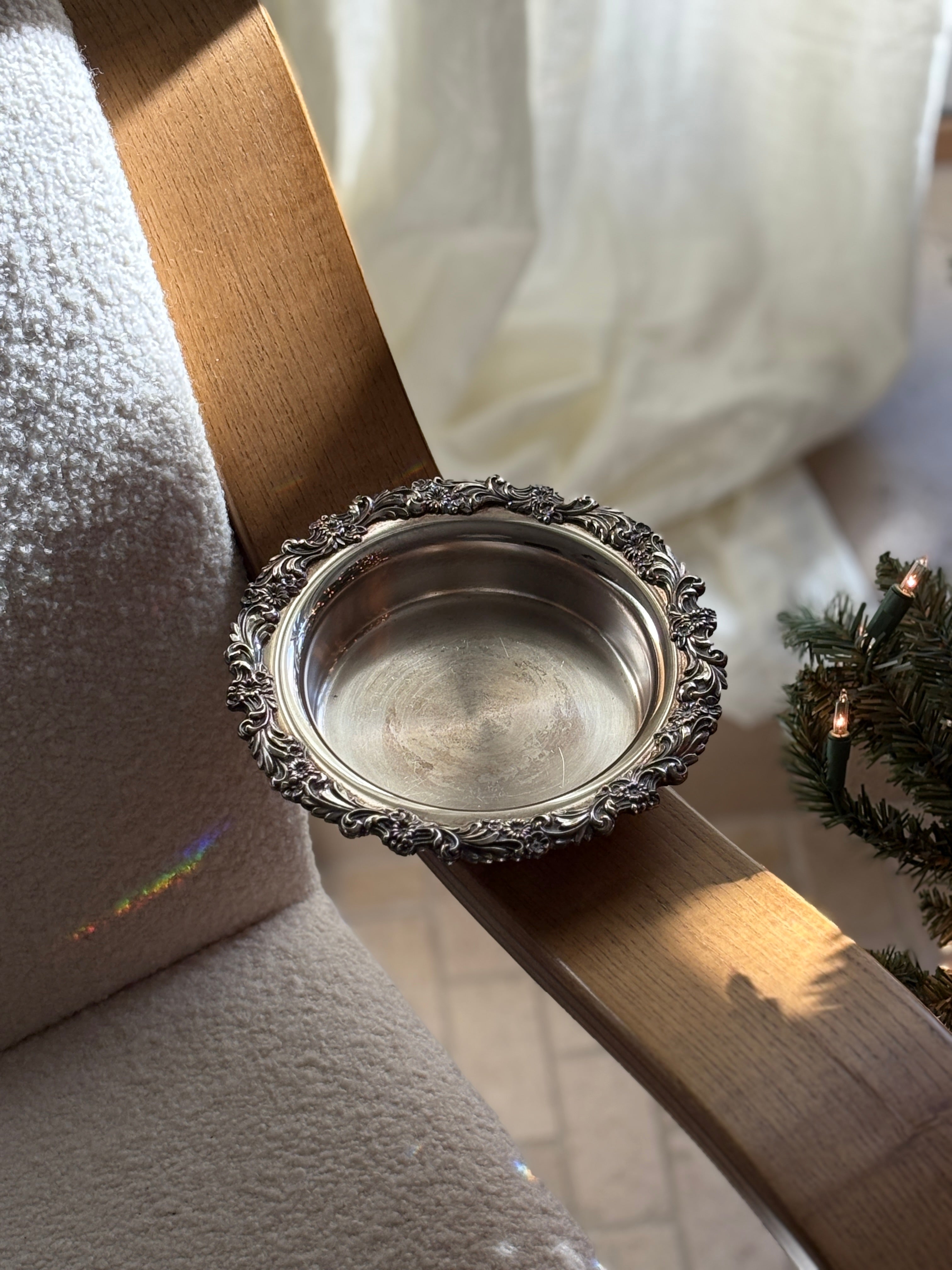 Silver Bottle Coaster with Floral Motif | Collectors Gene