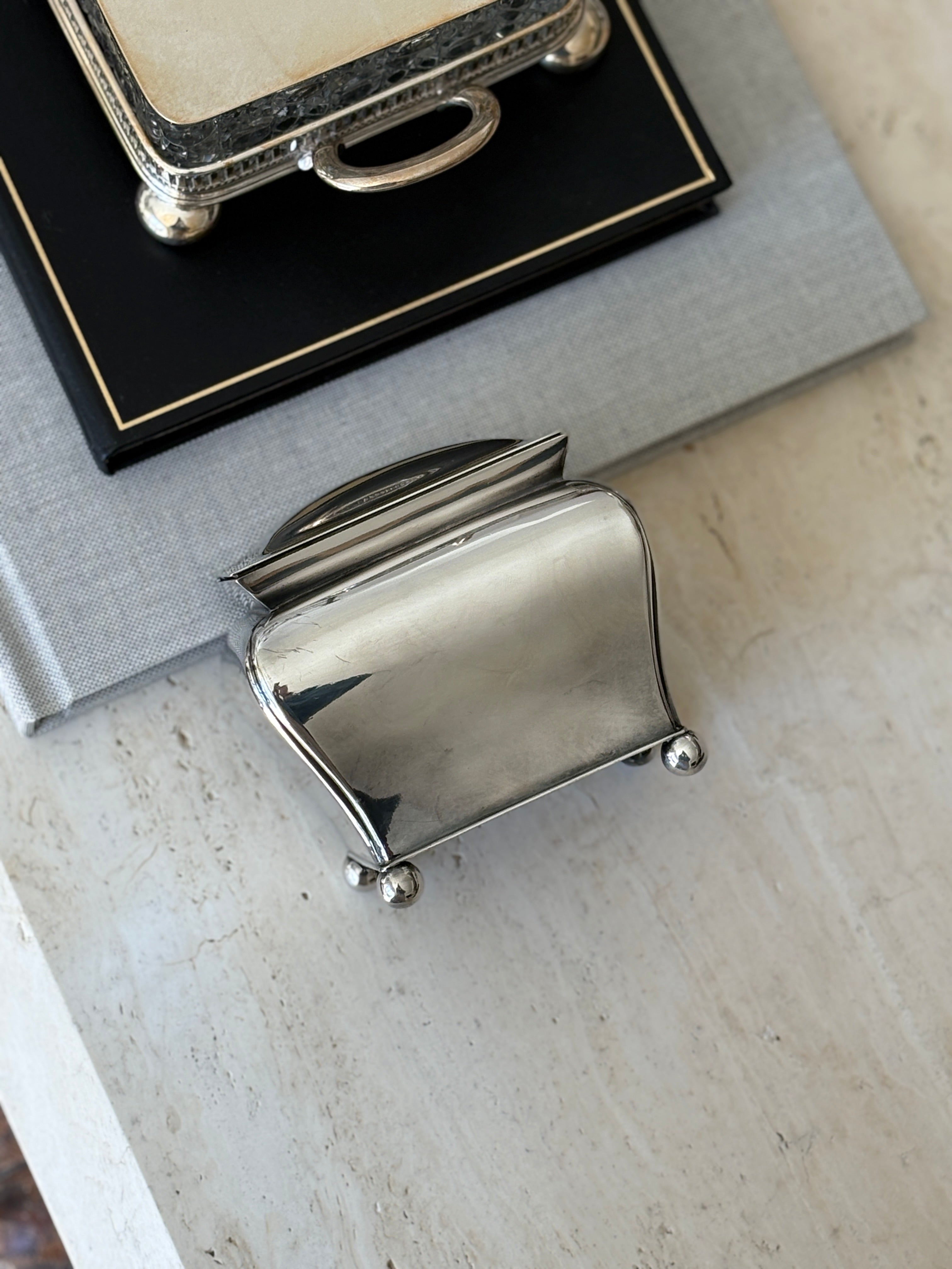 Silver Plated Hinged Tea Caddy Box on Ball Feet | Collectors Gene