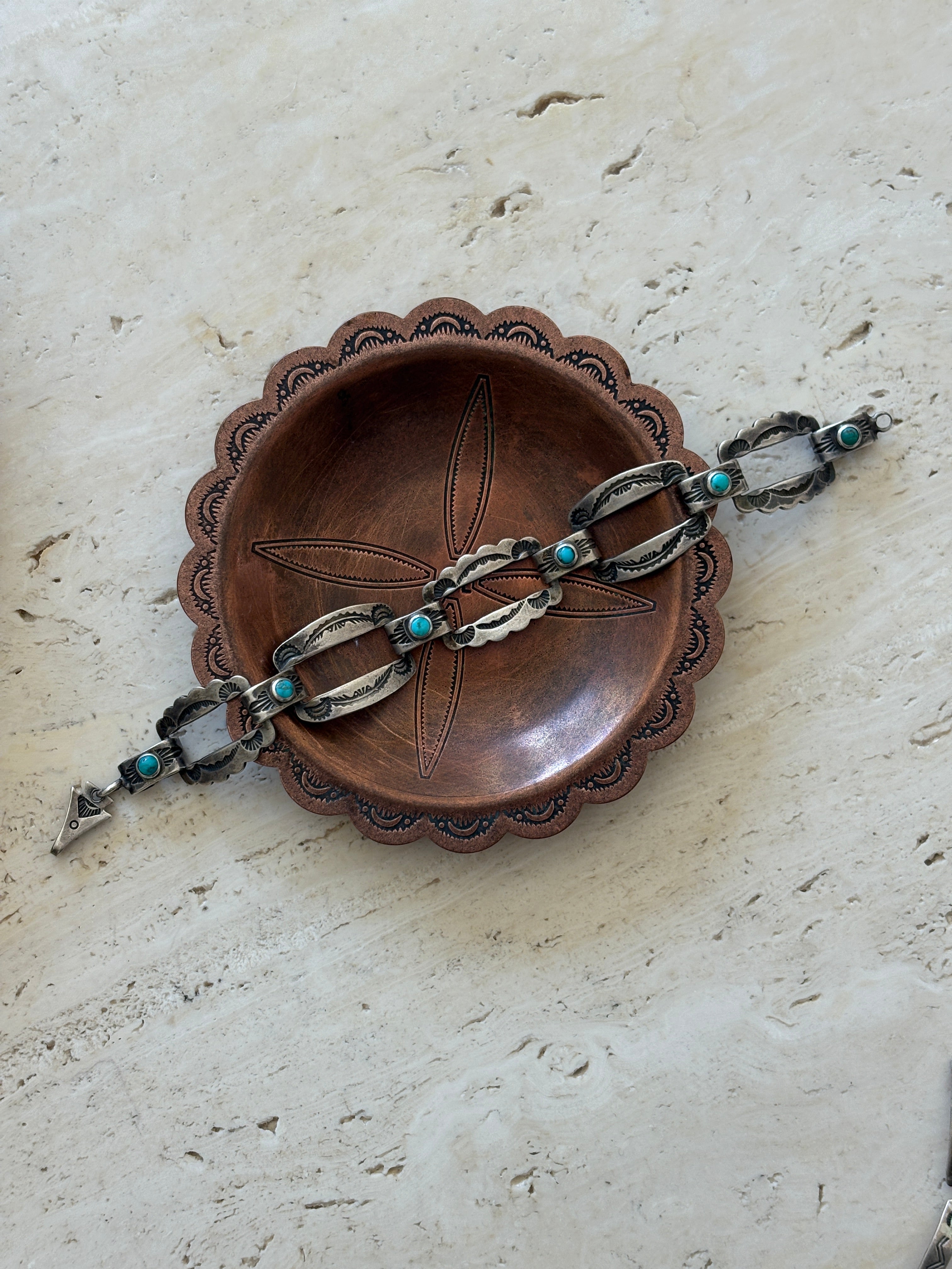 Sterling Silver & Turquoise Native American Link Bracelet | Collectors Gene