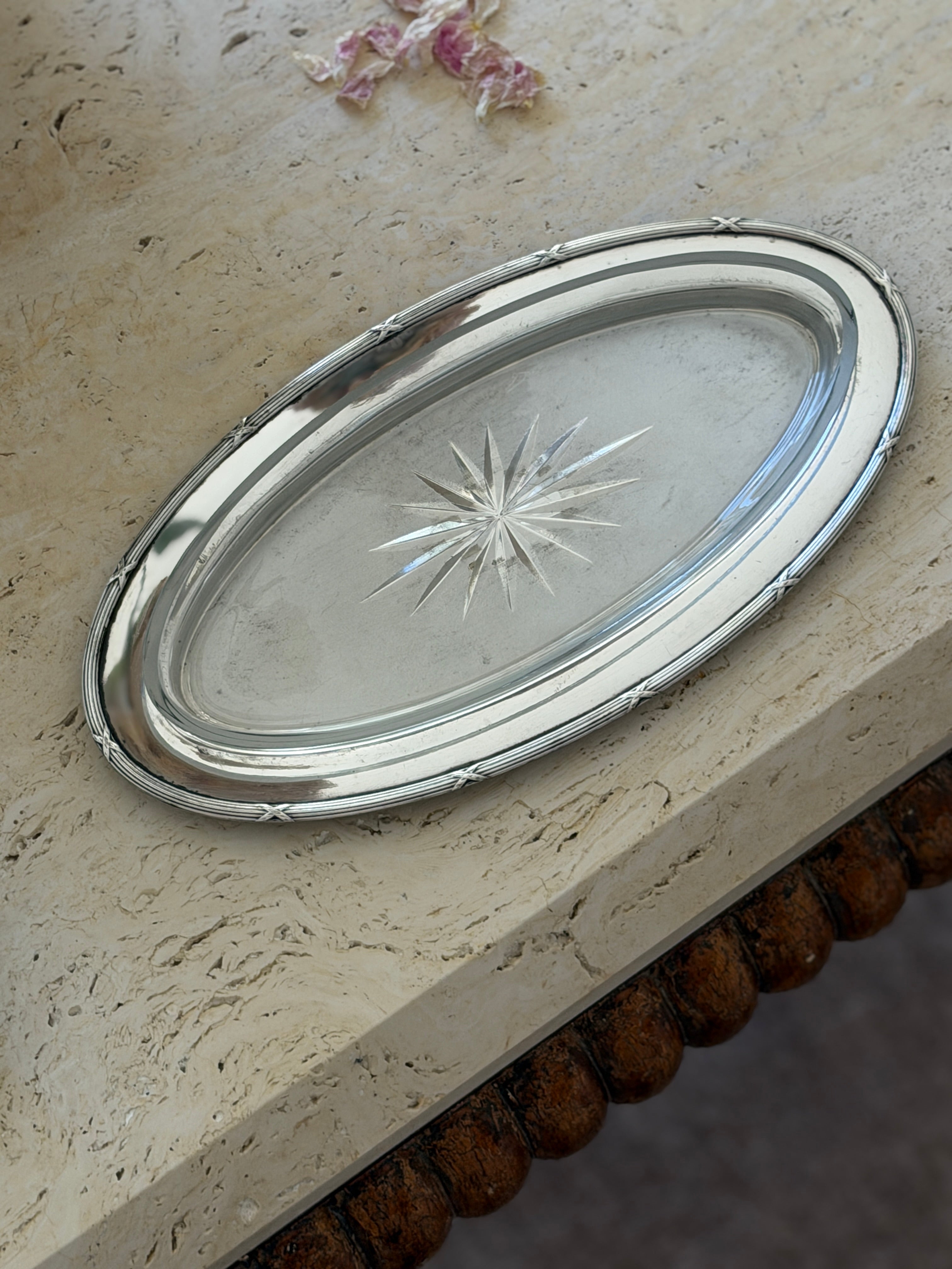 Swedish Grace Elongated Glass Nickel Silver Serving Dish by GAB Sweden | Collectors Gene
