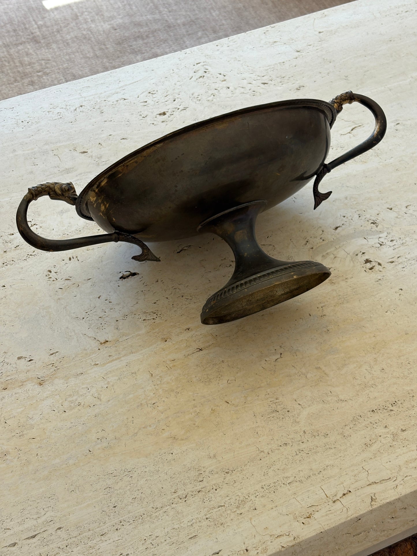 Trophy-Style Brass Vessel with Koi Fish Handles | Collectors Gene Vintage Finds