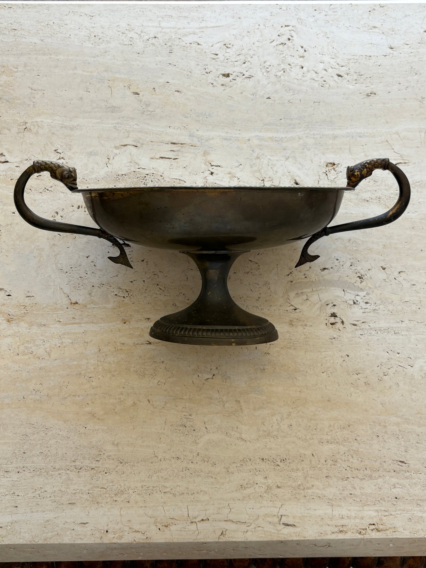 Trophy-Style Brass Vessel with Koi Fish Handles | Collectors Gene Vintage Finds