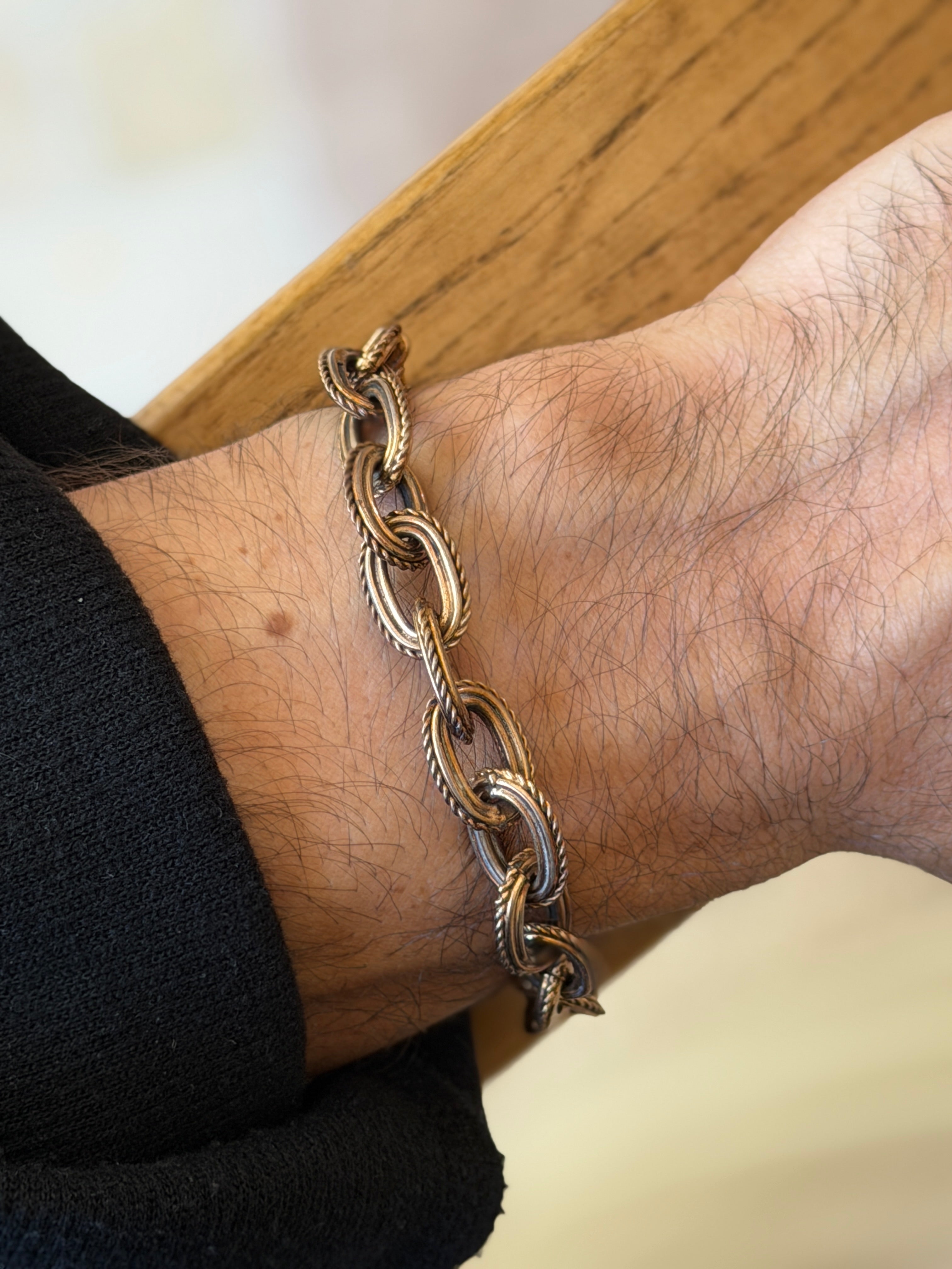 Vintage Italian Sterling Silver Rope Link Bracelet | Collectors Gene