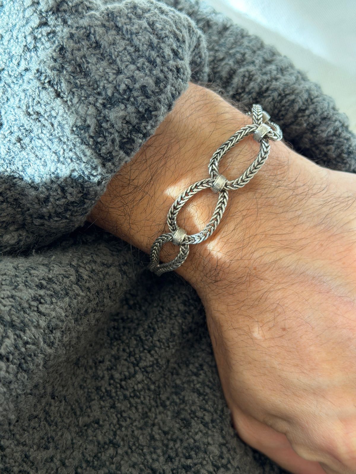 Vintage Rope Twisted Loop Sterling Silver Bracelet