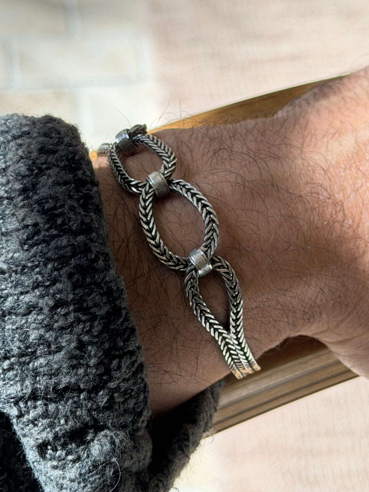 Vintage Rope Twisted Loop Sterling Silver Bracelet