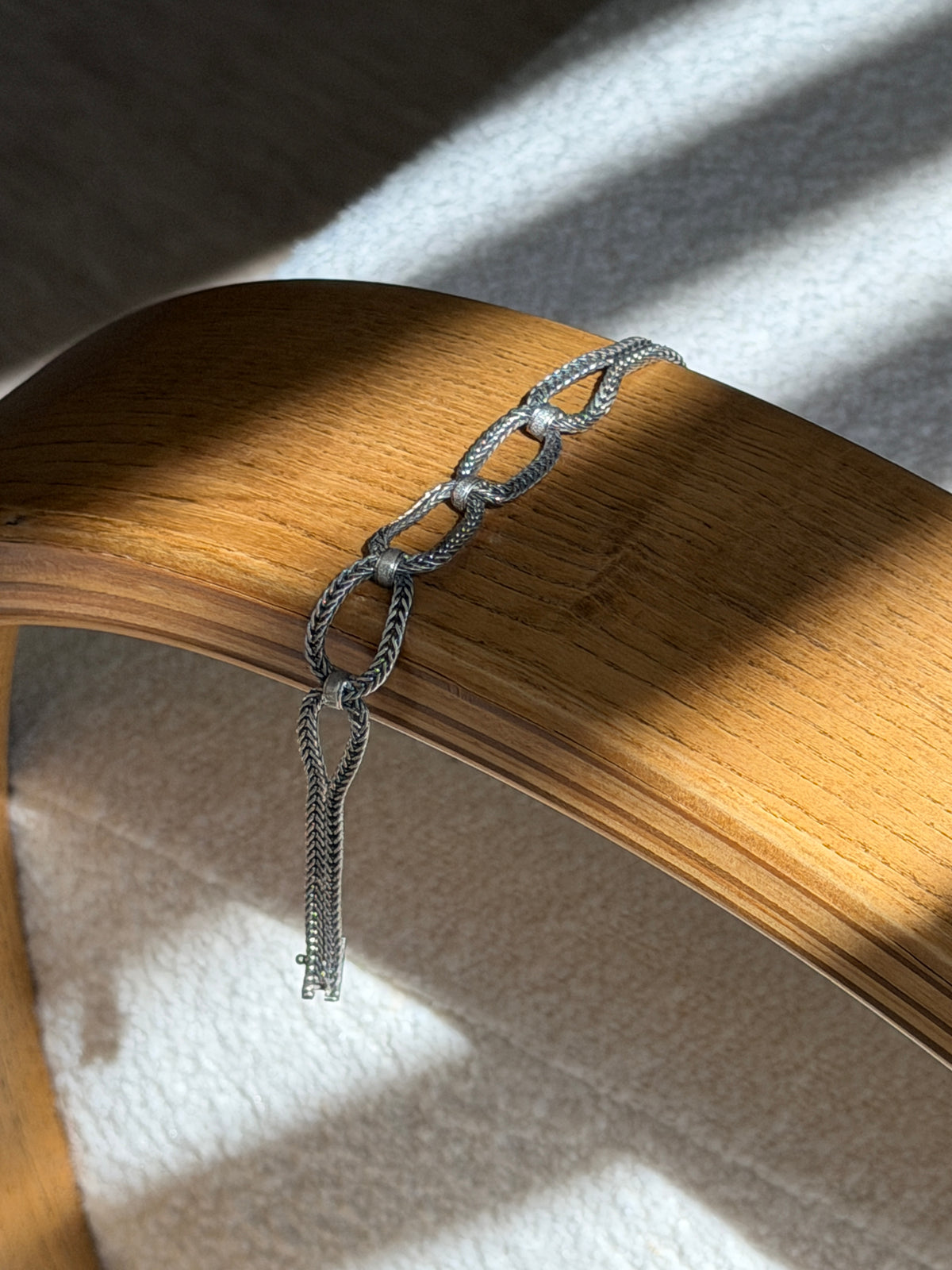 Vintage Rope Twisted Loop Sterling Silver Bracelet