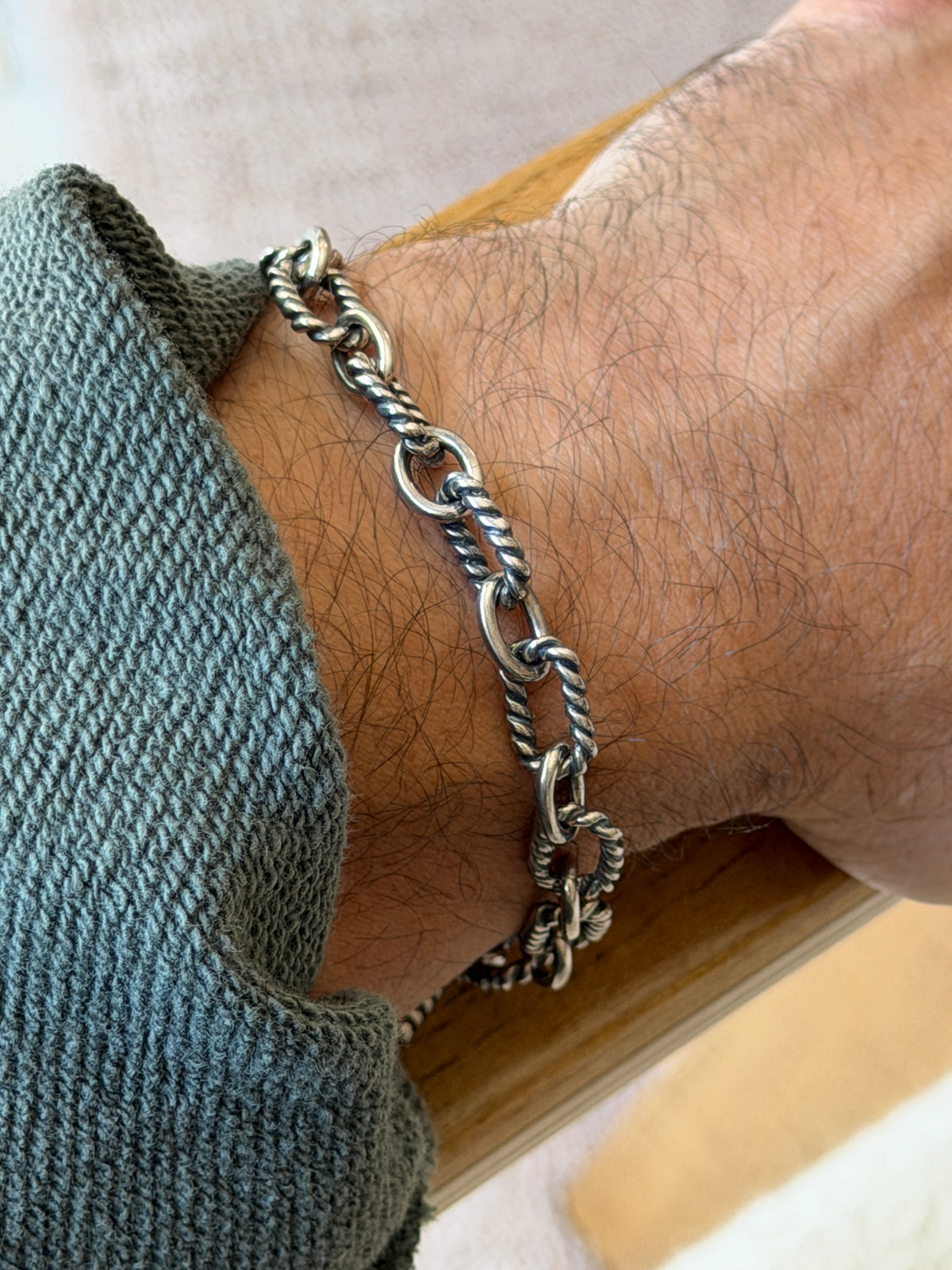 Vintage Sterling Silver Cable Rope Link Bracelet | Collectors Gene