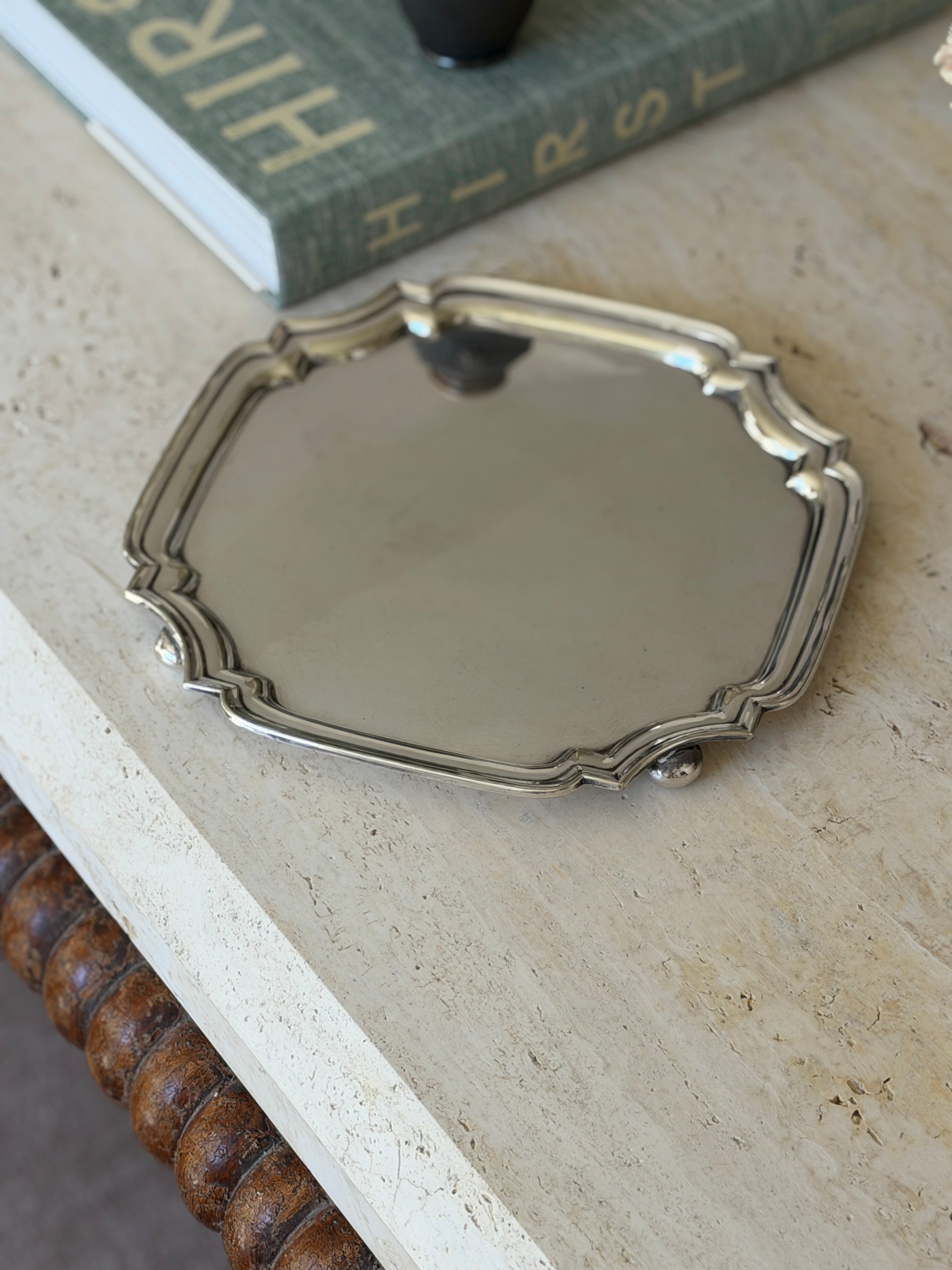 Walker Hall Art Deco Silver Plated Footed Salver Tray - c.1930 | Collectors Gene