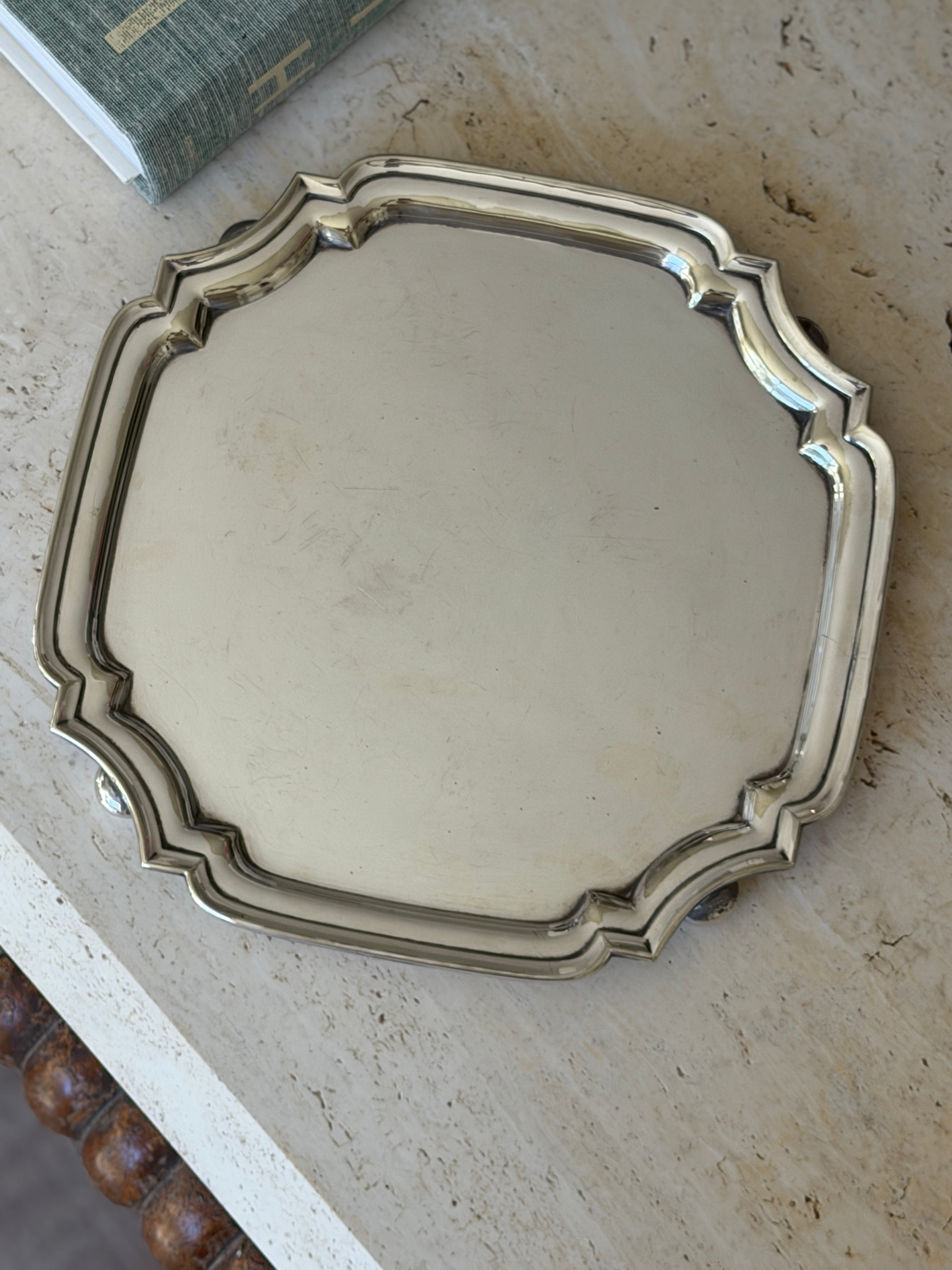 Walker Hall Art Deco Silver Plated Footed Salver Tray - c.1930 | Collectors Gene