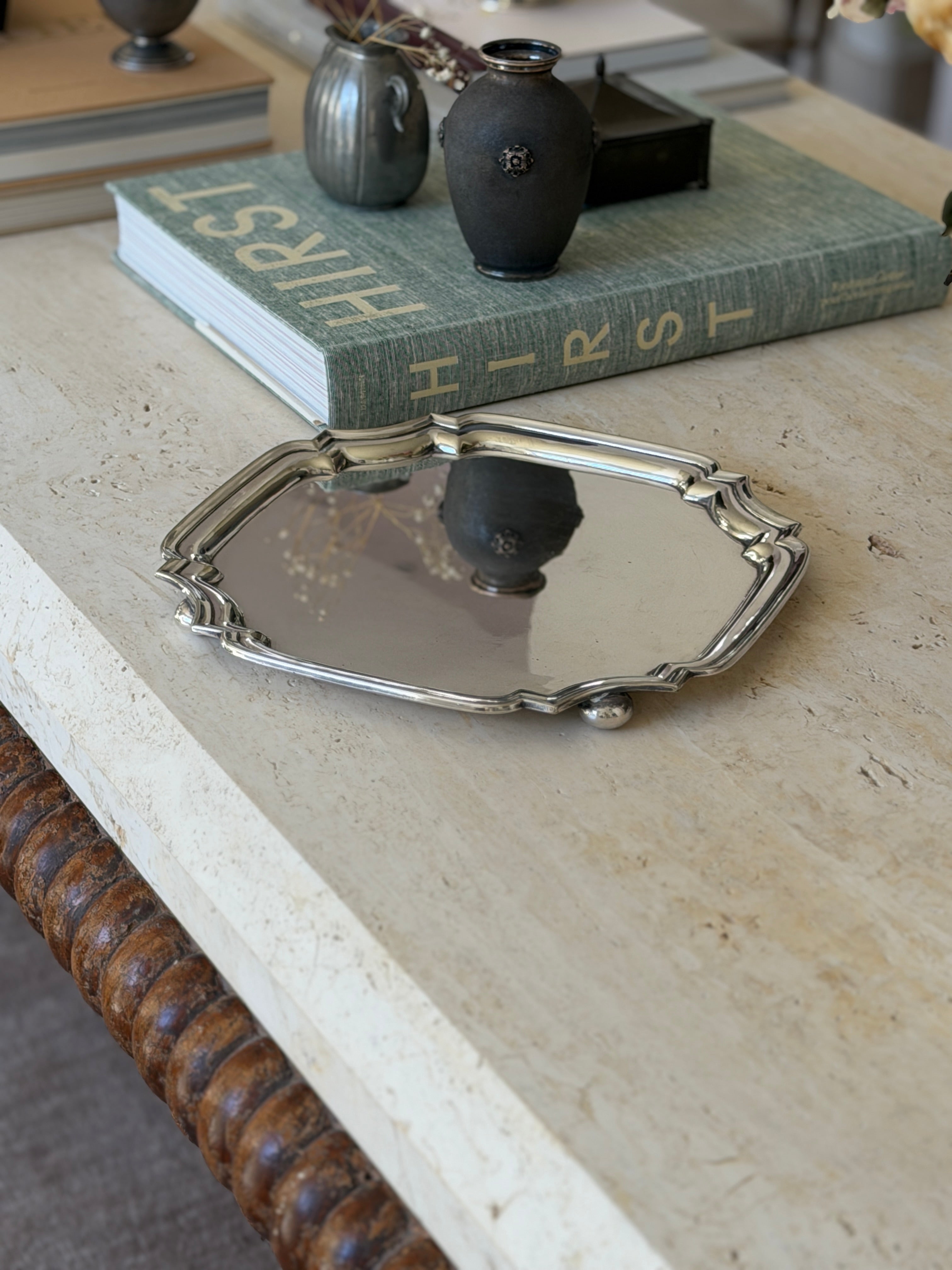 Walker Hall Art Deco Silver Plated Footed Salver Tray - c.1930 | Collectors Gene