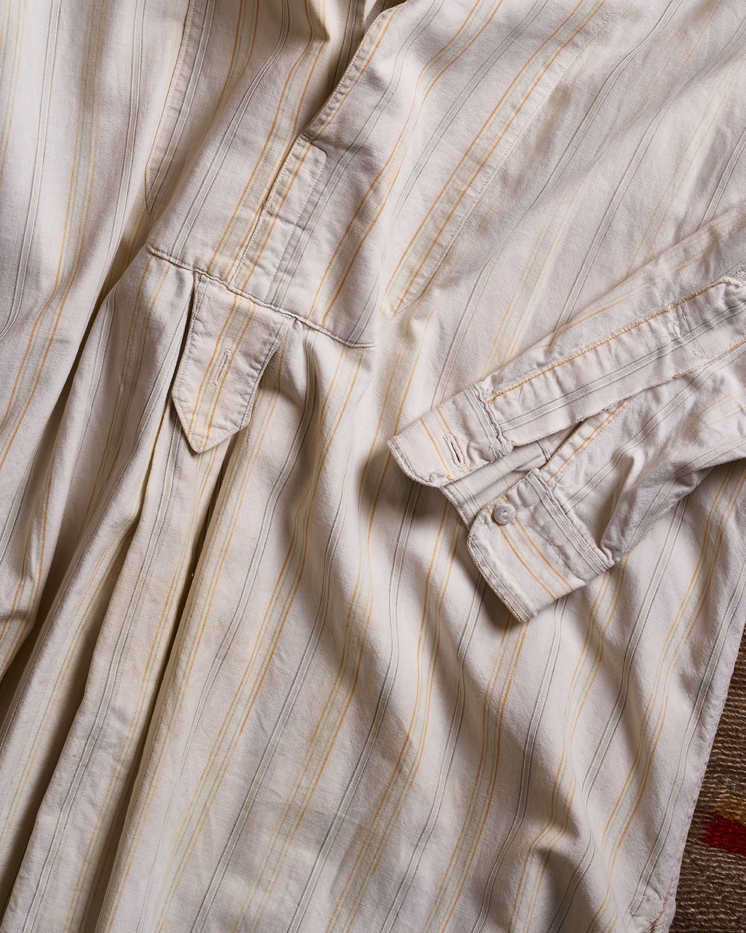 White & Brown French Stripe Smock Shirt | Doug Bihlmaier