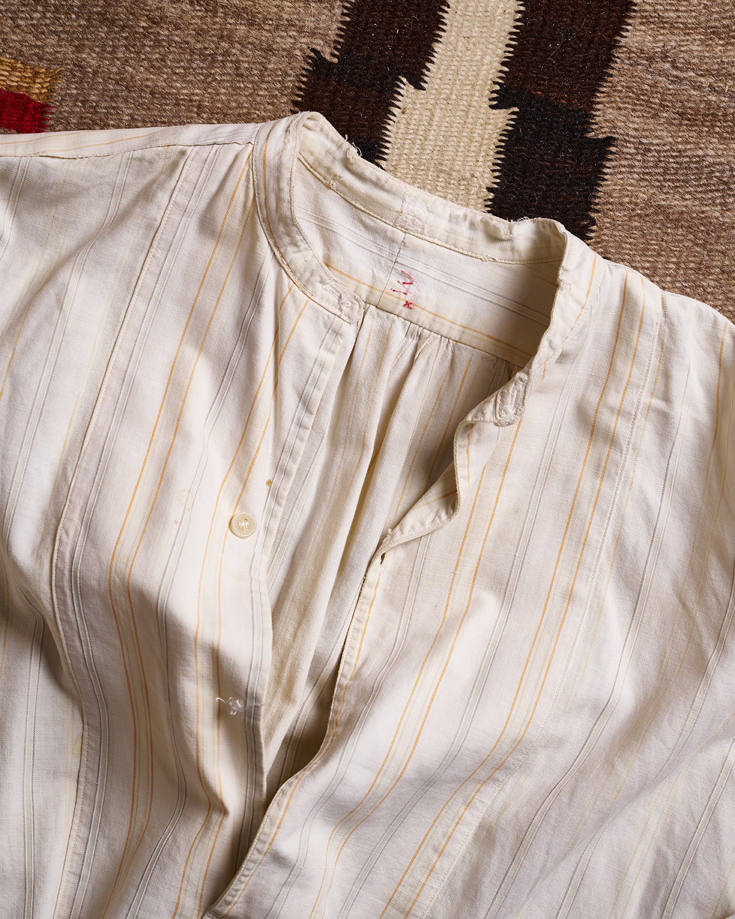 White & Brown French Stripe Smock Shirt | Doug Bihlmaier