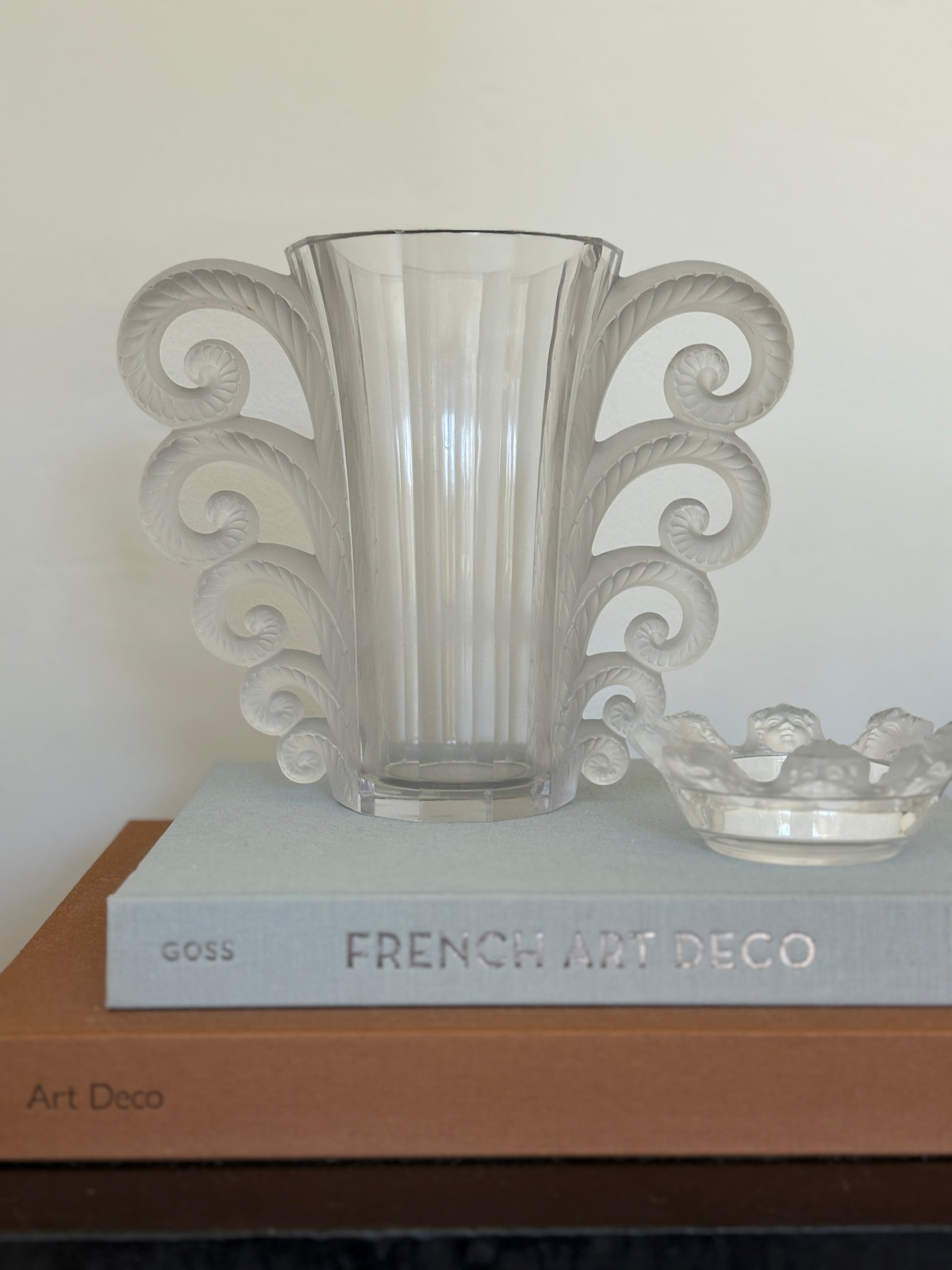 1930s Lalique Beauvais Art Deco Vase with Scroll Handles | Collectors Gene Collectibles