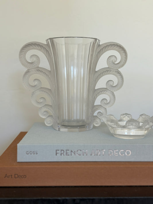 1930s Lalique Beauvais Art Deco Vase with Scroll Handles | Collectors Gene Collectibles