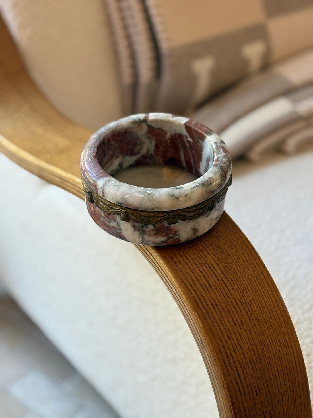 19th Century French Marble Bottle Coaster with Gilt-Bronze Tassel Collar | Collectors Gene
