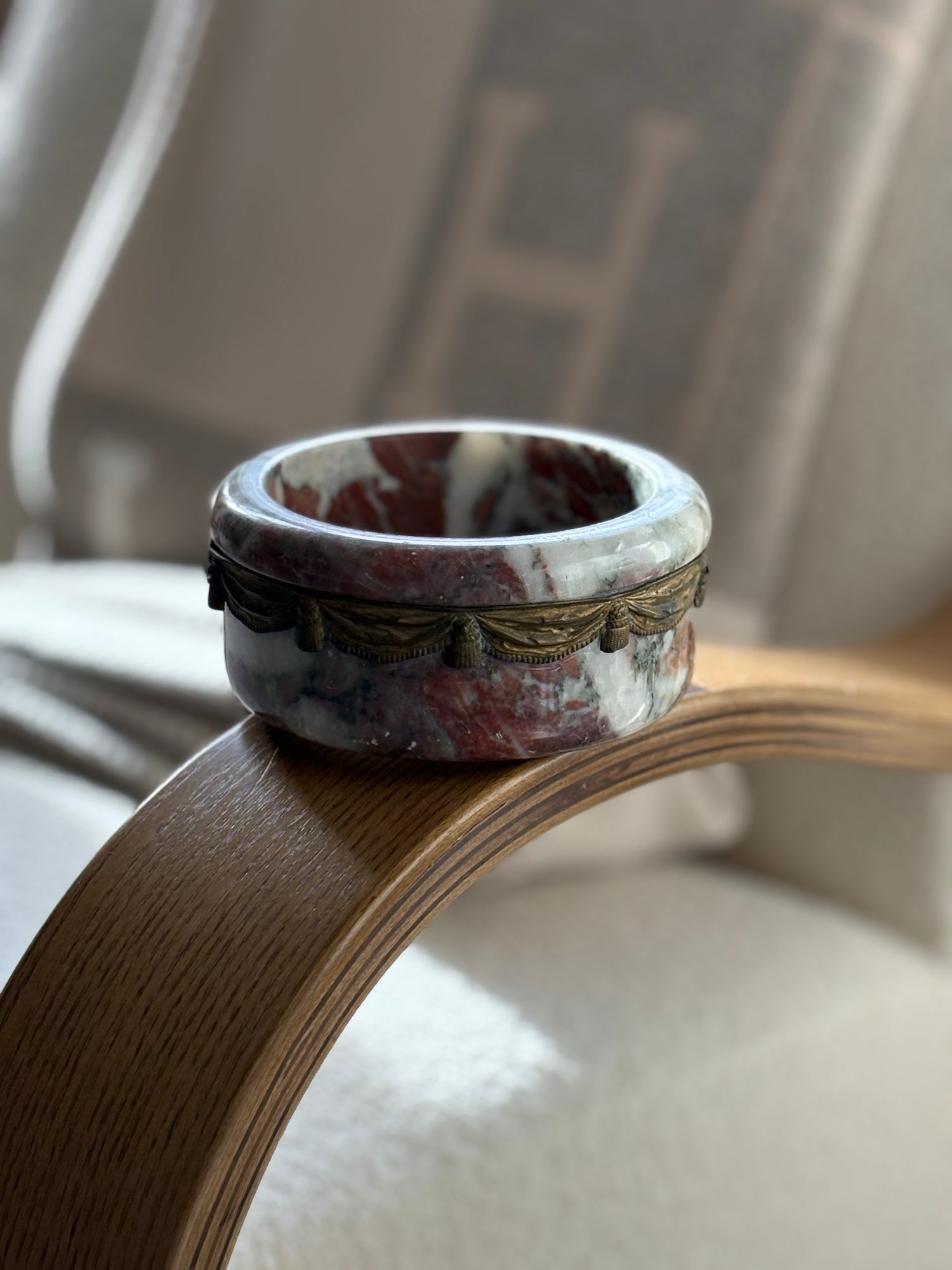19th Century French Marble Bottle Coaster with Gilt-Bronze Tassel Collar | Collectors Gene