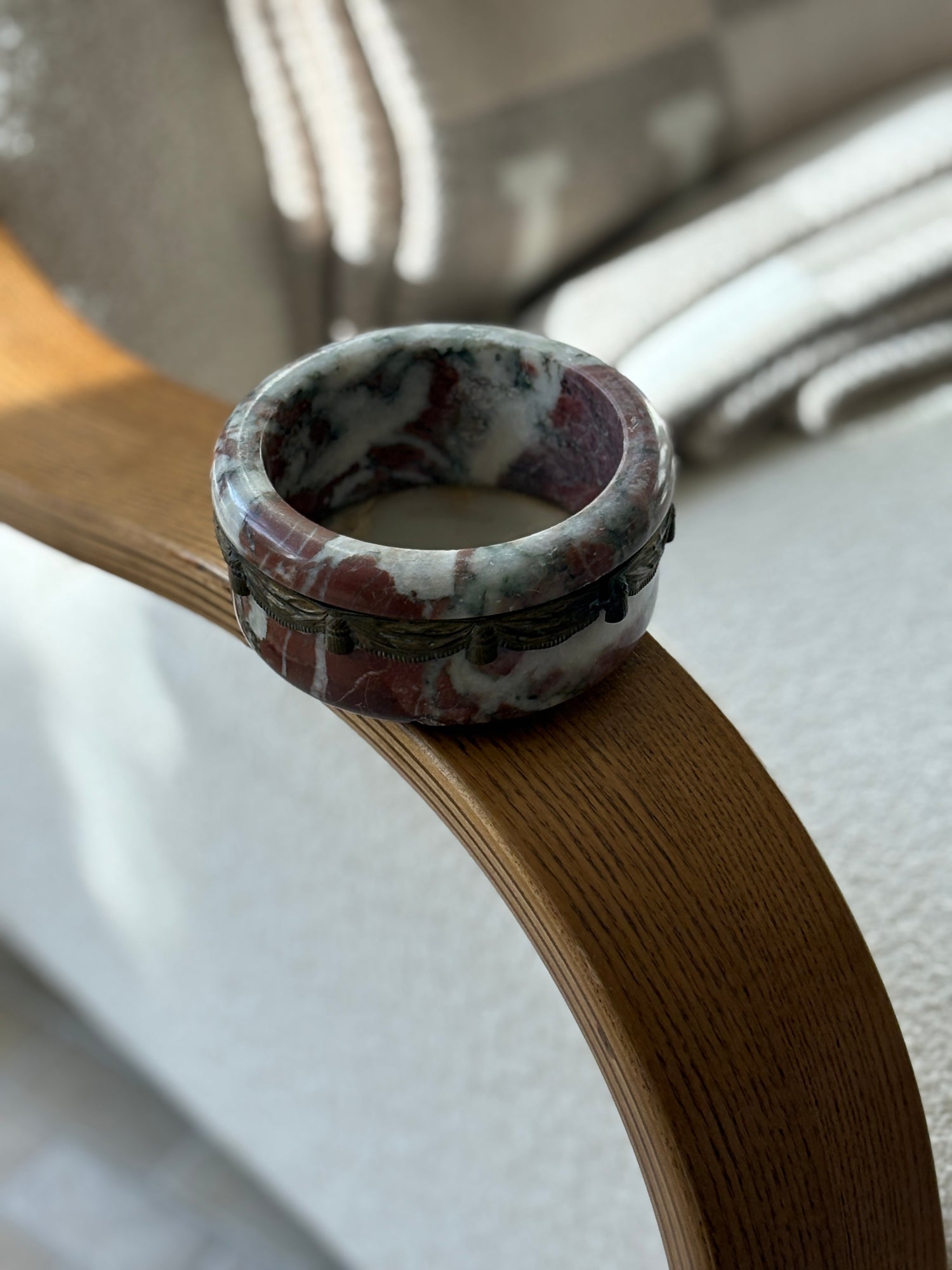 19th Century French Marble Bottle Coaster with Gilt-Bronze Tassel Collar | Collectors Gene