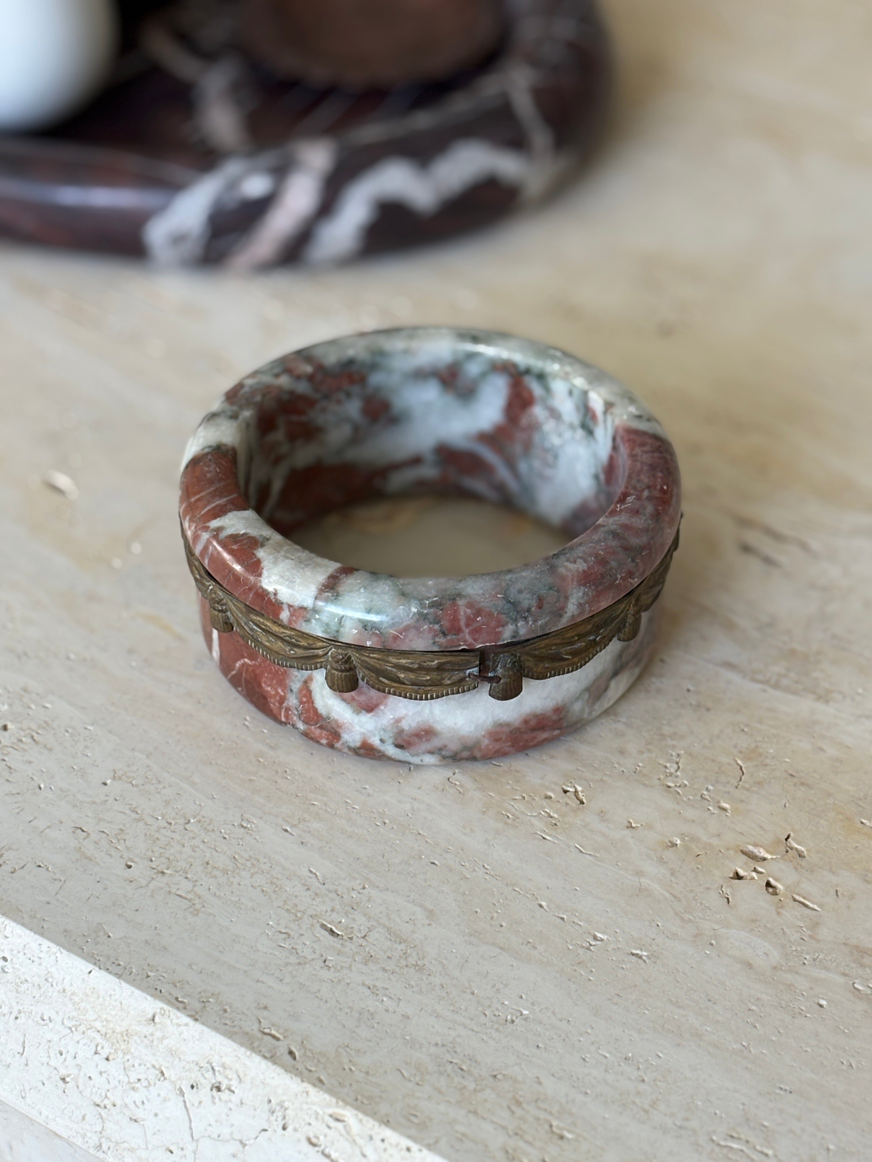 19th Century French Marble Bottle Coaster with Gilt-Bronze Tassel Collar | Collectors Gene