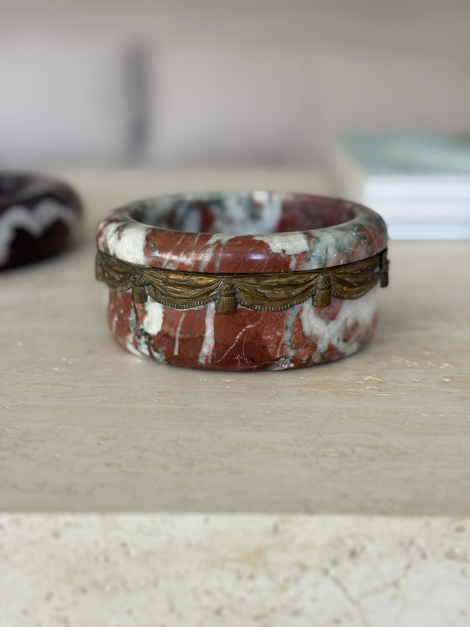 19th Century French Marble Bottle Coaster with Gilt-Bronze Tassel Collar | Collectors Gene