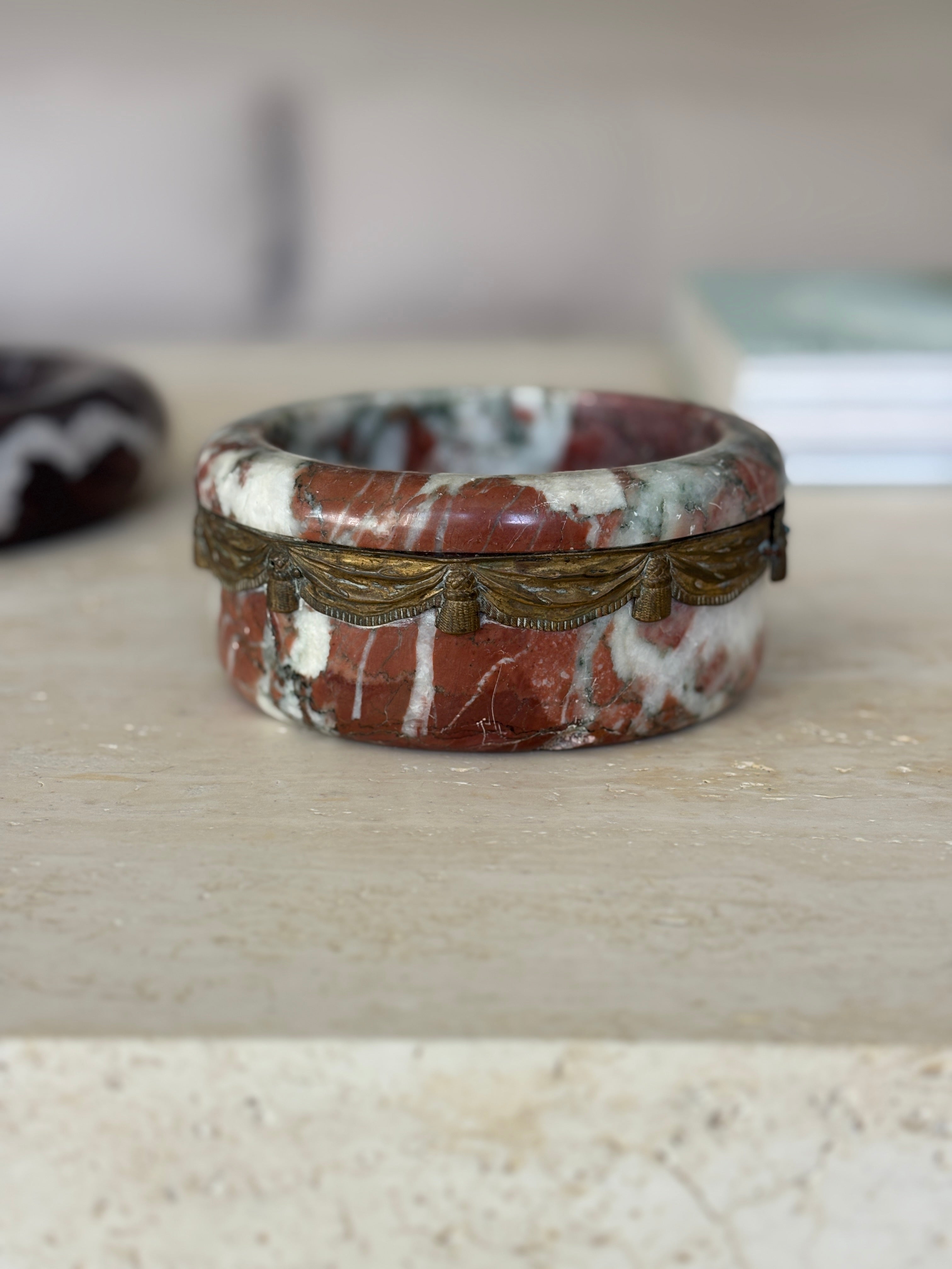 19th Century French Marble Bottle Coaster with Gilt-Bronze Tassel Collar | Collectors Gene
