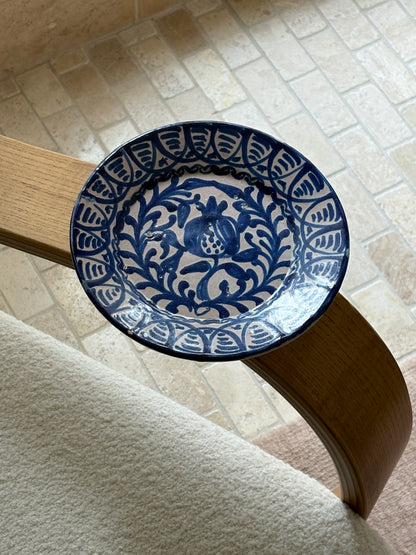 19th Century Spanish Lebrillo Plate with Pomegranate Motif – Hand-Painted Blue Glaze No. 3 | Collectors Gene
