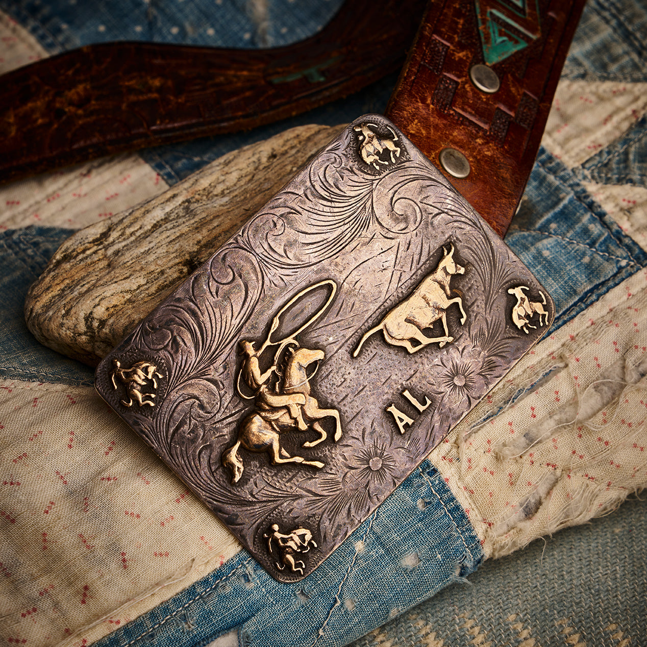 AL Belt Buckle &amp; Tooled Leather Belt 1 | Doug Bihlmaier