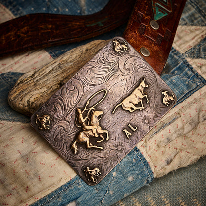 AL Belt Buckle &amp; Tooled Leather Belt 1 | Doug Bihlmaier