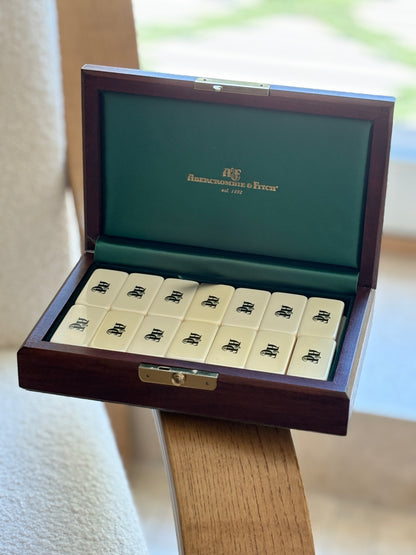 Abercrombie &amp; Fitch 28-Piece Double Six Domino Set in Wood Case – England | Collectors Gene