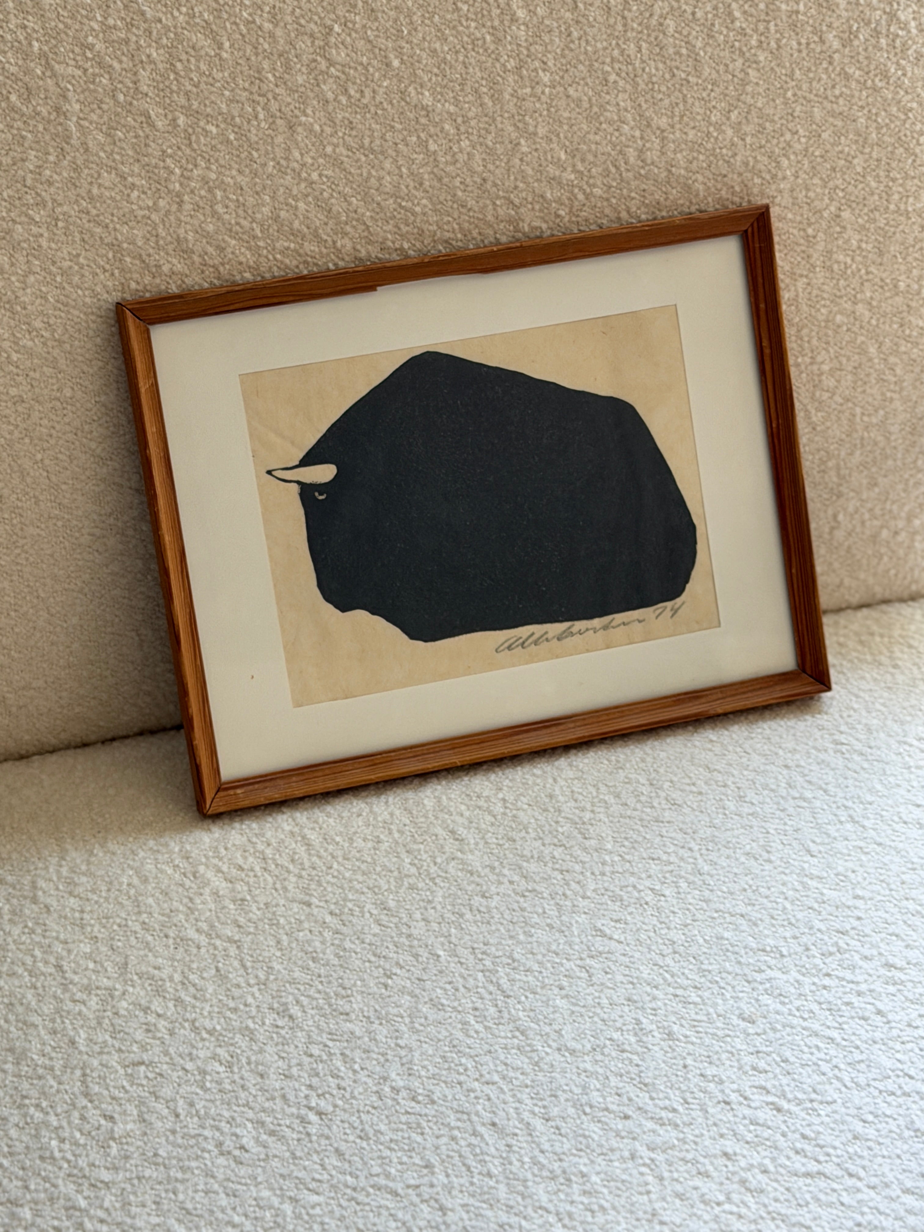Albert Bertelsen Signed Bull Woodcut 1974 | Collectors Gene