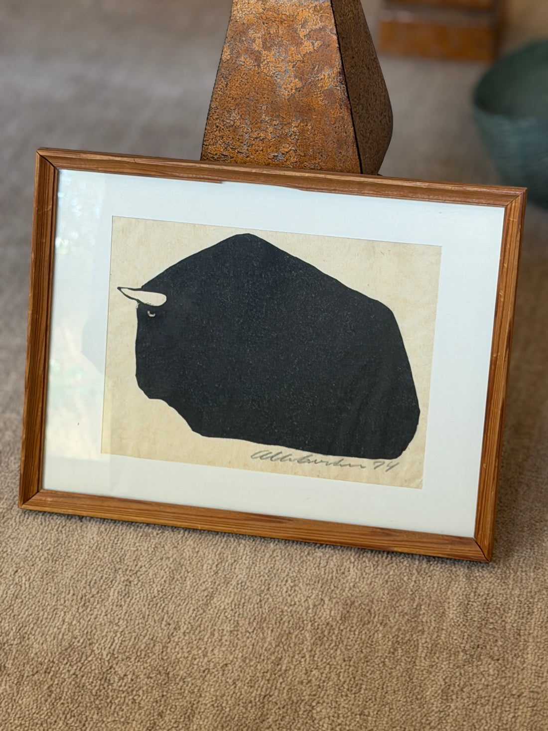 Albert Bertelsen Signed Bull Woodcut 1974 | Collectors Gene