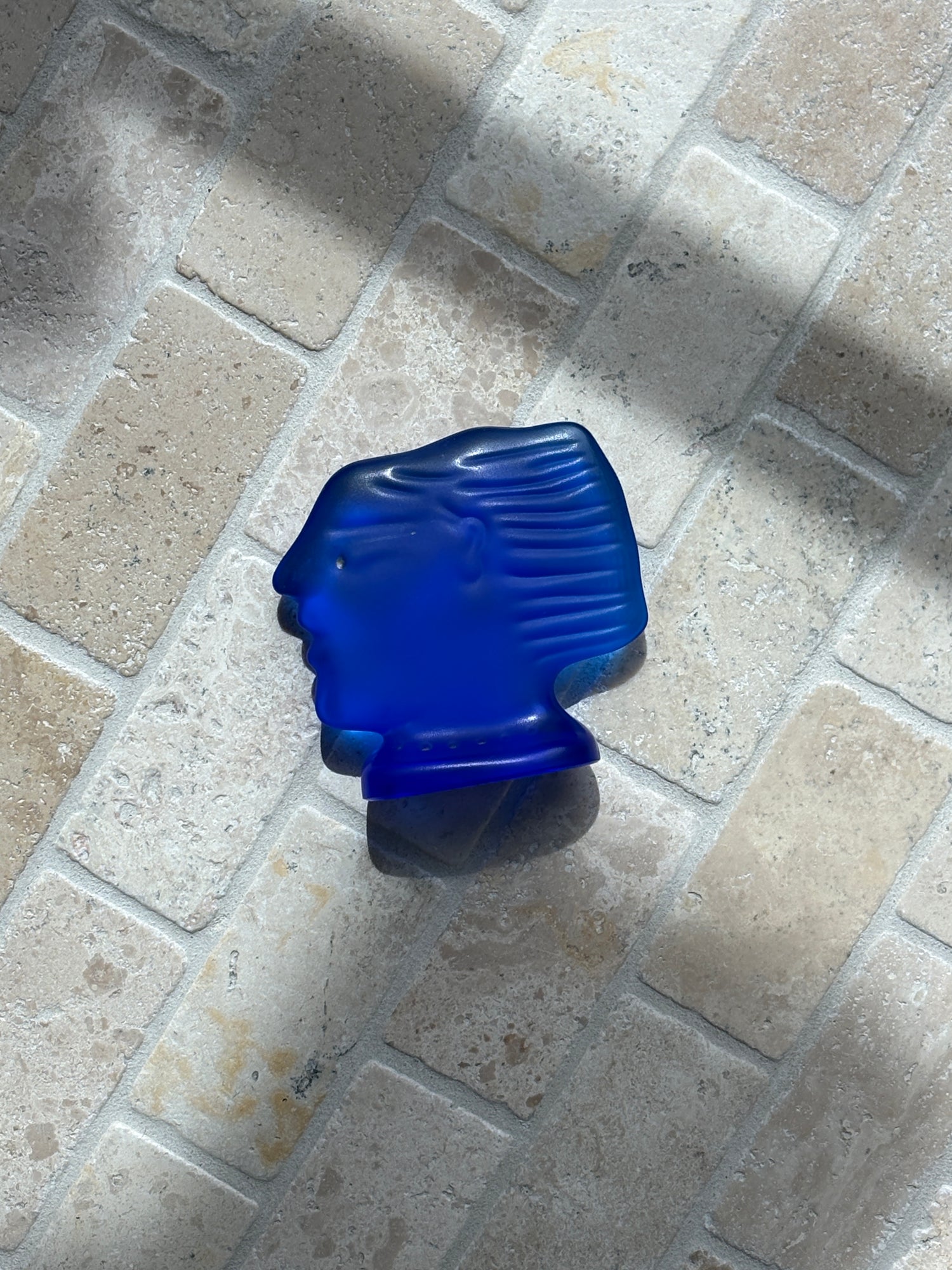 Alekos Fassianos for Daum Kallisti BlueGlass Head Sculpture c.1980 | Collectors Gene
