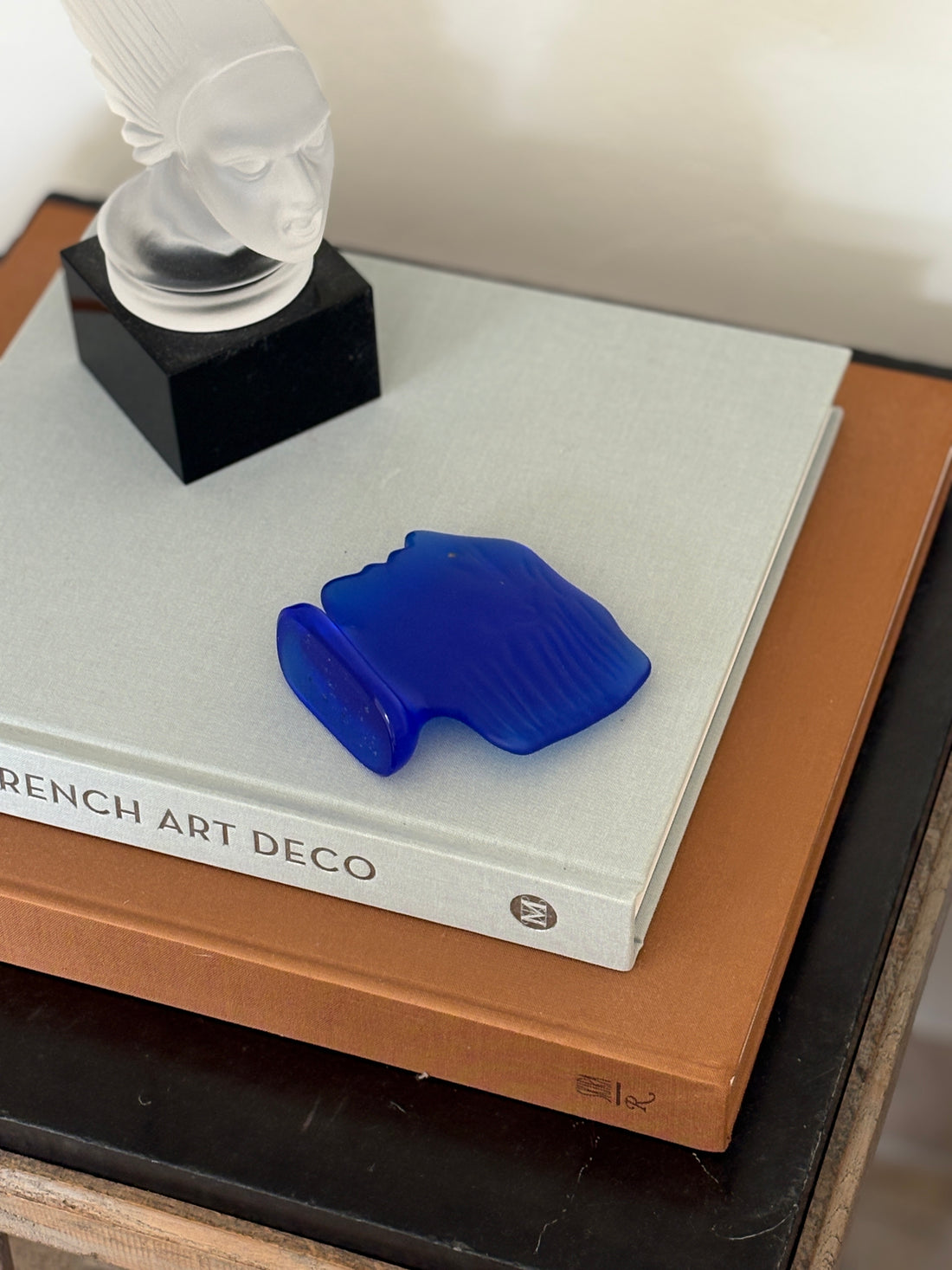 Alekos Fassianos for Daum “Kallisti” Blue Glass Head Sculpture - c.1980