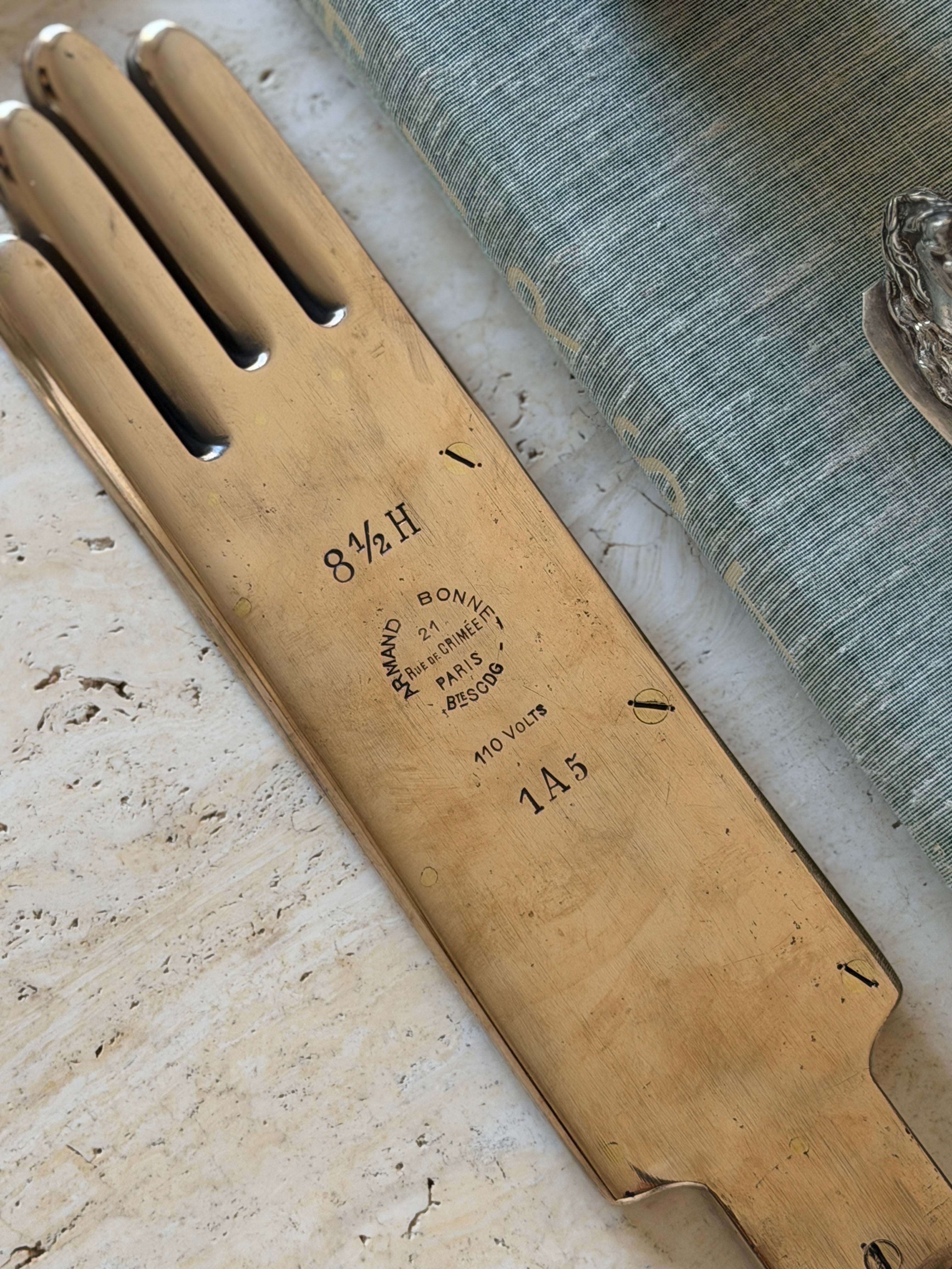 Antique French Brass Industrial Glove Mold by Armand Bonnet_- Paris c.1920 | Collectors Gene