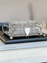 Antique Hukin Heath Sardine Box with Cut Glass Dish Silver Plate Frame Lid England c.1860 | Collectors Gene