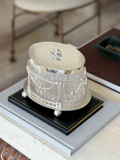 Antique Late Victorian Cut Glass &amp; Silver Plate Biscuit Box – England, c.1890s | Collectors Gene