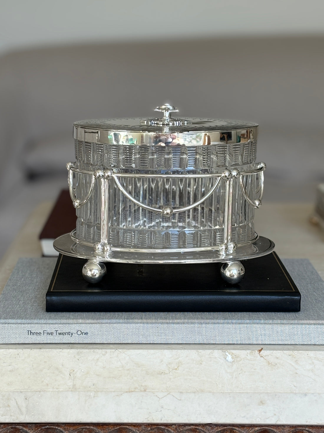 Antique Late Victorian Cut Glass &amp; Silver Plate Biscuit Box – England, c.1890s | Collectors Gene