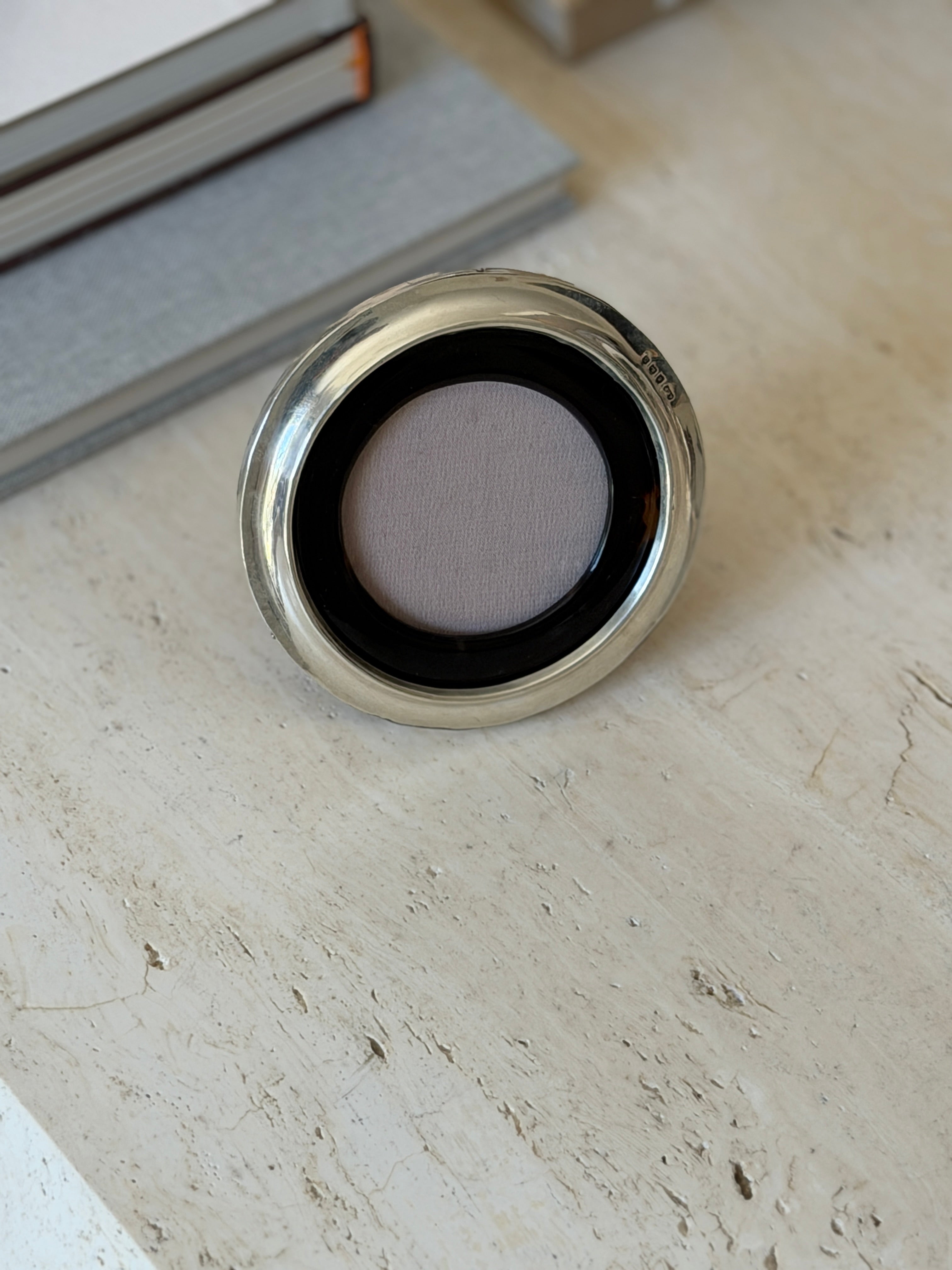 Antique Sterling Silver Tortoiseshell Round Picture Frame | Collectors Gene