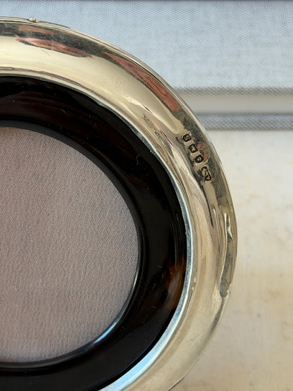 Antique Sterling Silver Tortoiseshell Round Picture Frame | Collectors Gene