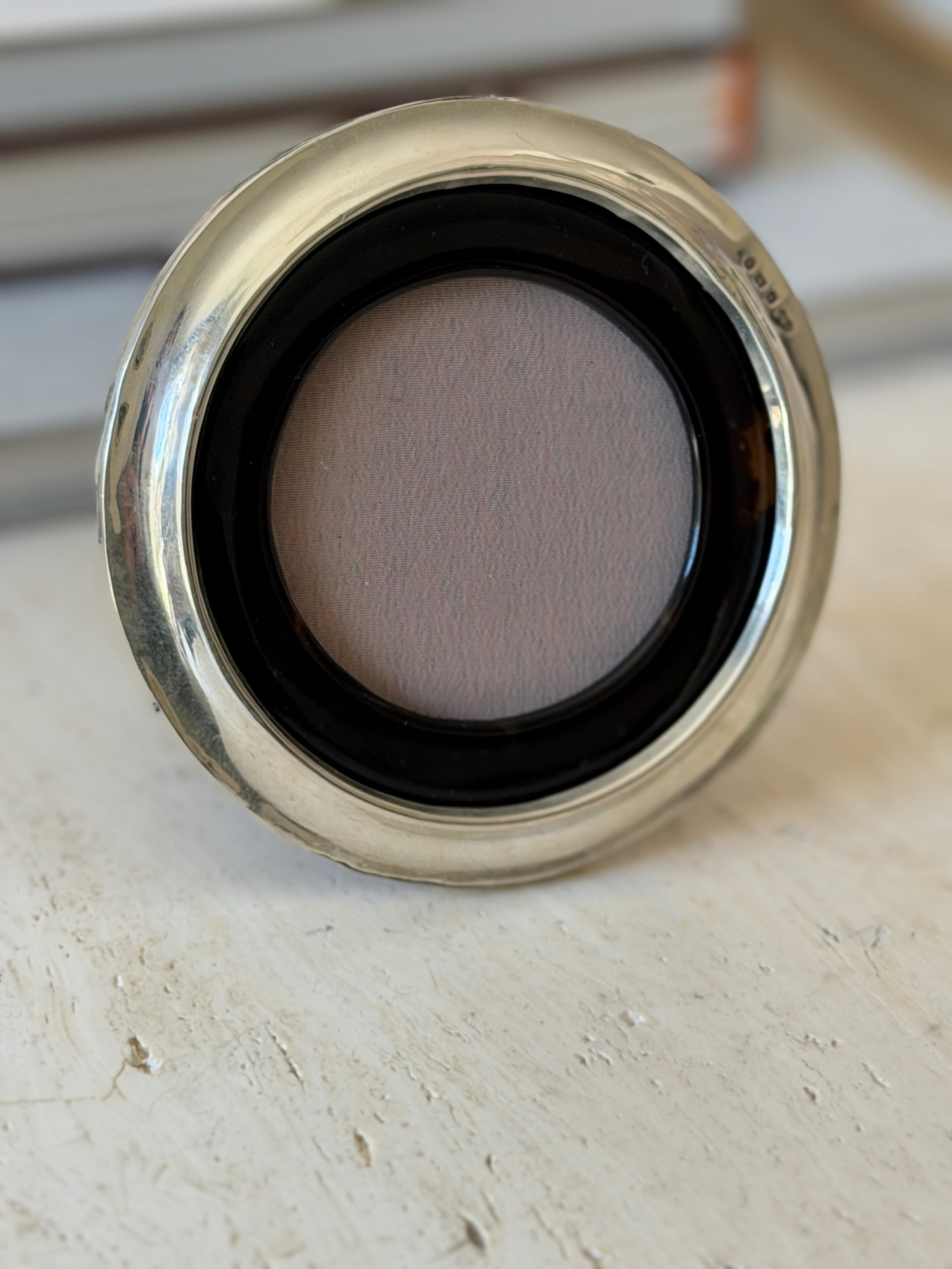 Antique Sterling Silver Tortoiseshell Round Picture Frame | Collectors Gene