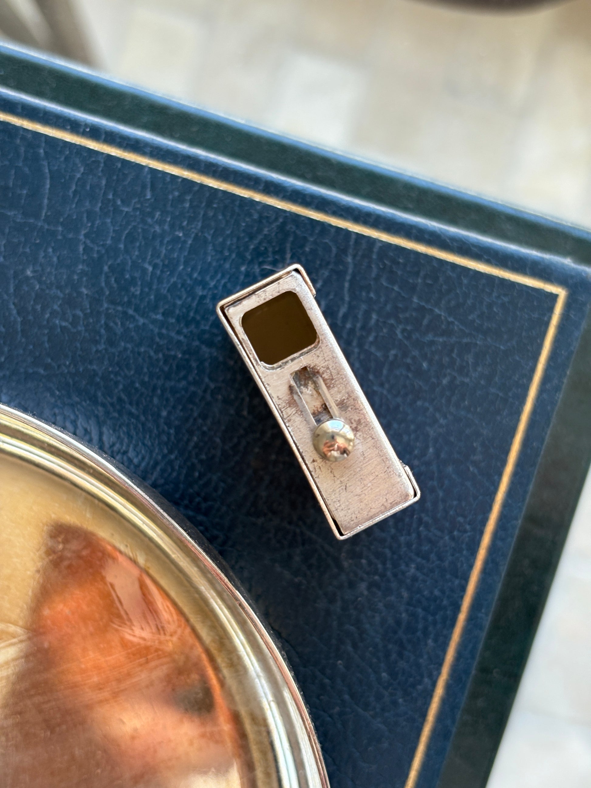 Art Deco Engine Turned Silver-Plated Pill Box | Collectors Gene Vintage Shop