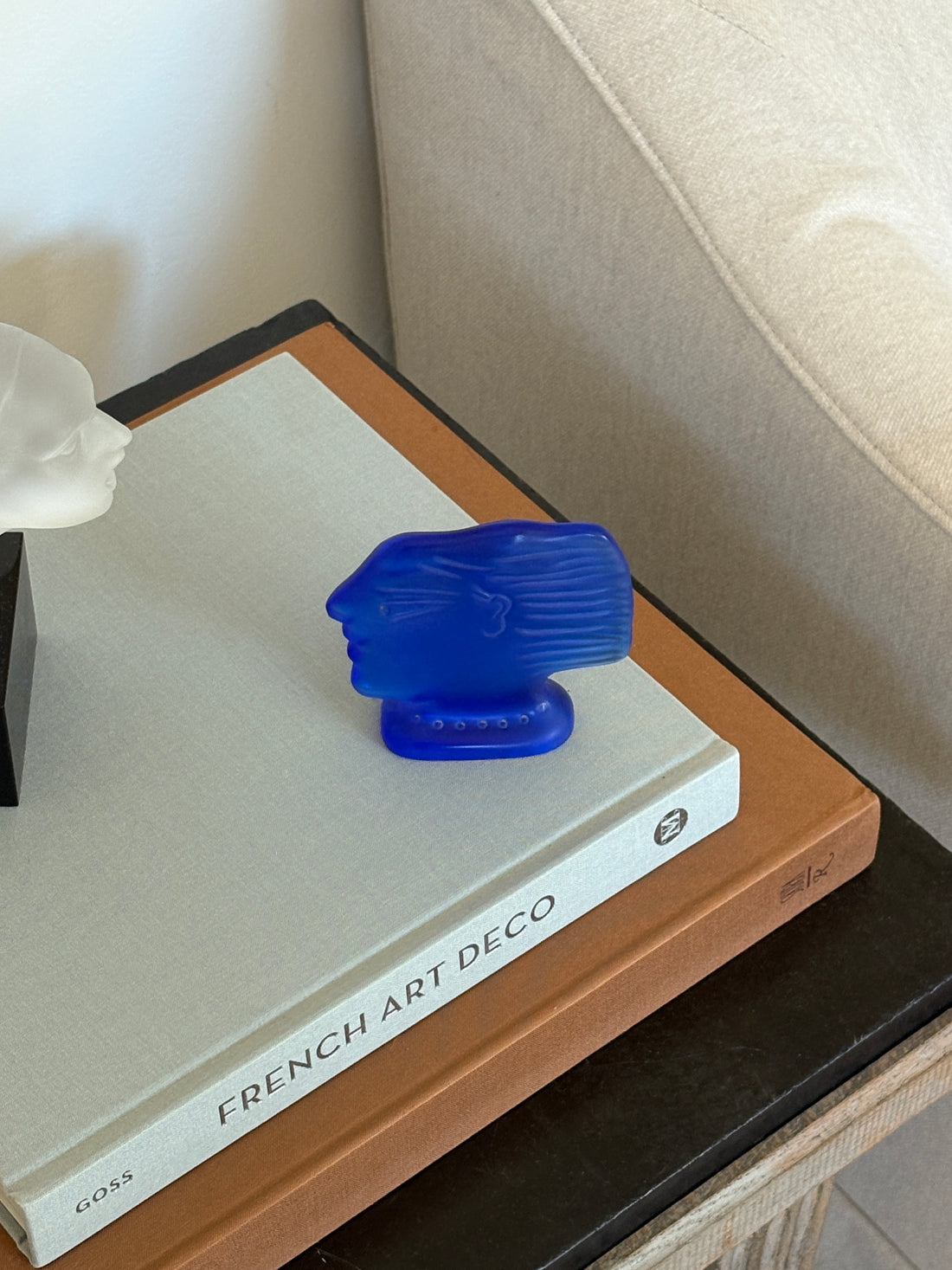 Art Deco Kallisti Sculpture in Cobalt by Alekos Fassianos for Daum France | Collectors Gene