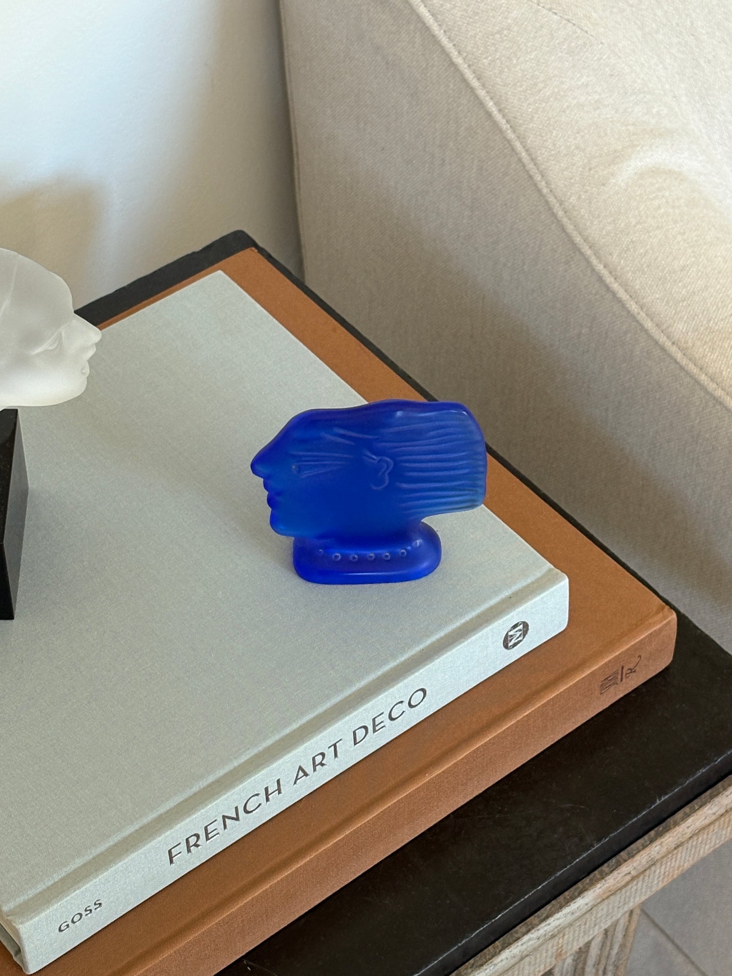 Art Deco Kallisti Sculpture in Cobalt by Alekos Fassianos for Daum France | Collectors Gene